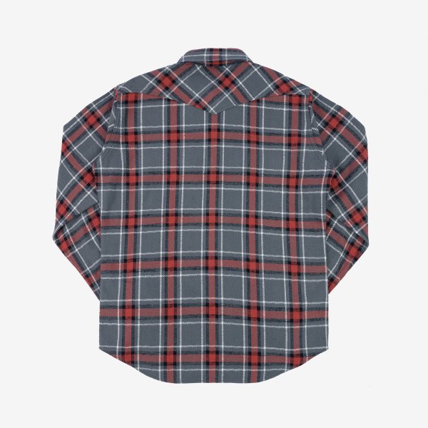 Iron Heart IHSH 369 12oz Heavy Flannel Western Shirt - Herringbone Check, Grey | Durable Workwear & Outdoor Casual Shirt for Men