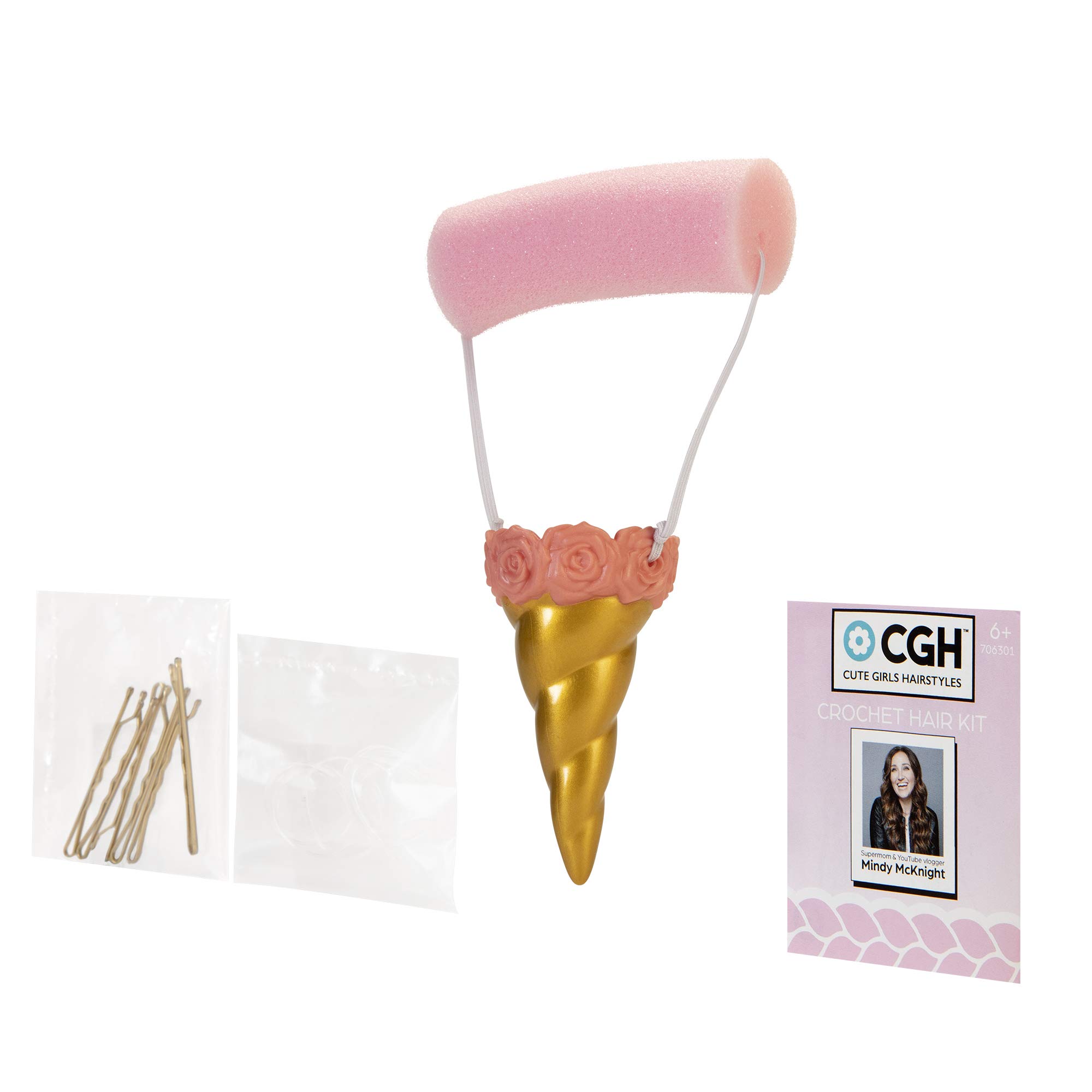 Unicorn Hair Kit with Bun Maker & Foam Roll Tool - Cute Girls Hairstyles Accessories for Party, School & Special Occasions