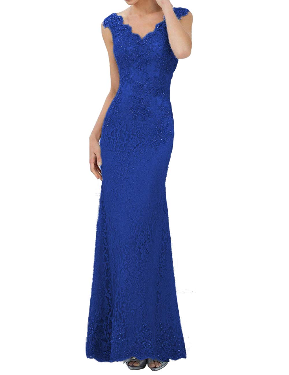 Elegant Mother of The Bride Dresses - Long Lace Formal Evening Gown with Beaded Mermaid Design for Wedding, Special Occasions & Black Tie Events