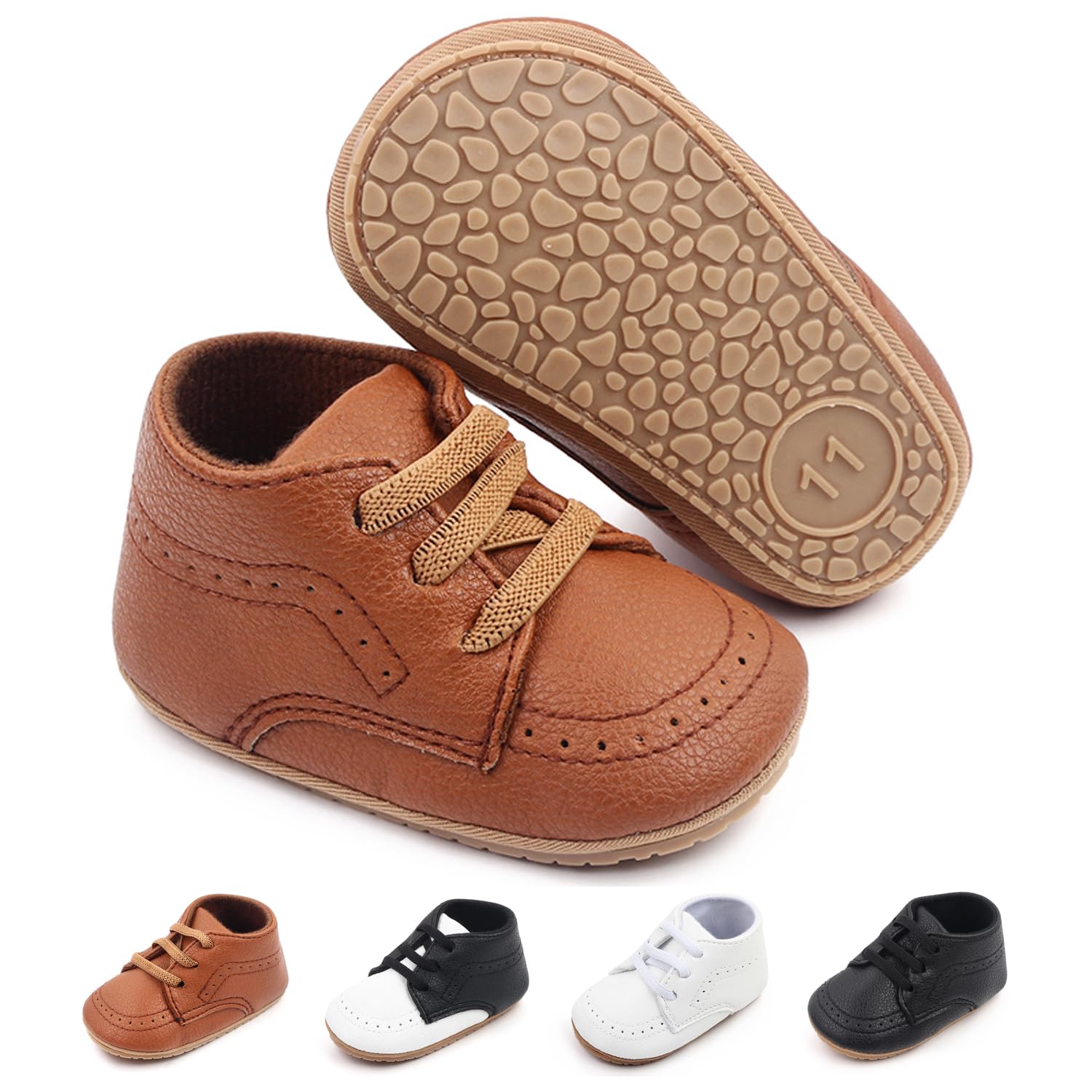 Baby Boys & Girls Non-Slip Rubber Sole High-Top PU Leather Sneakers - First Walking Shoes for Toddlers & Infants - Perfect for Weddings, Dress Uniforms & Everyday Play