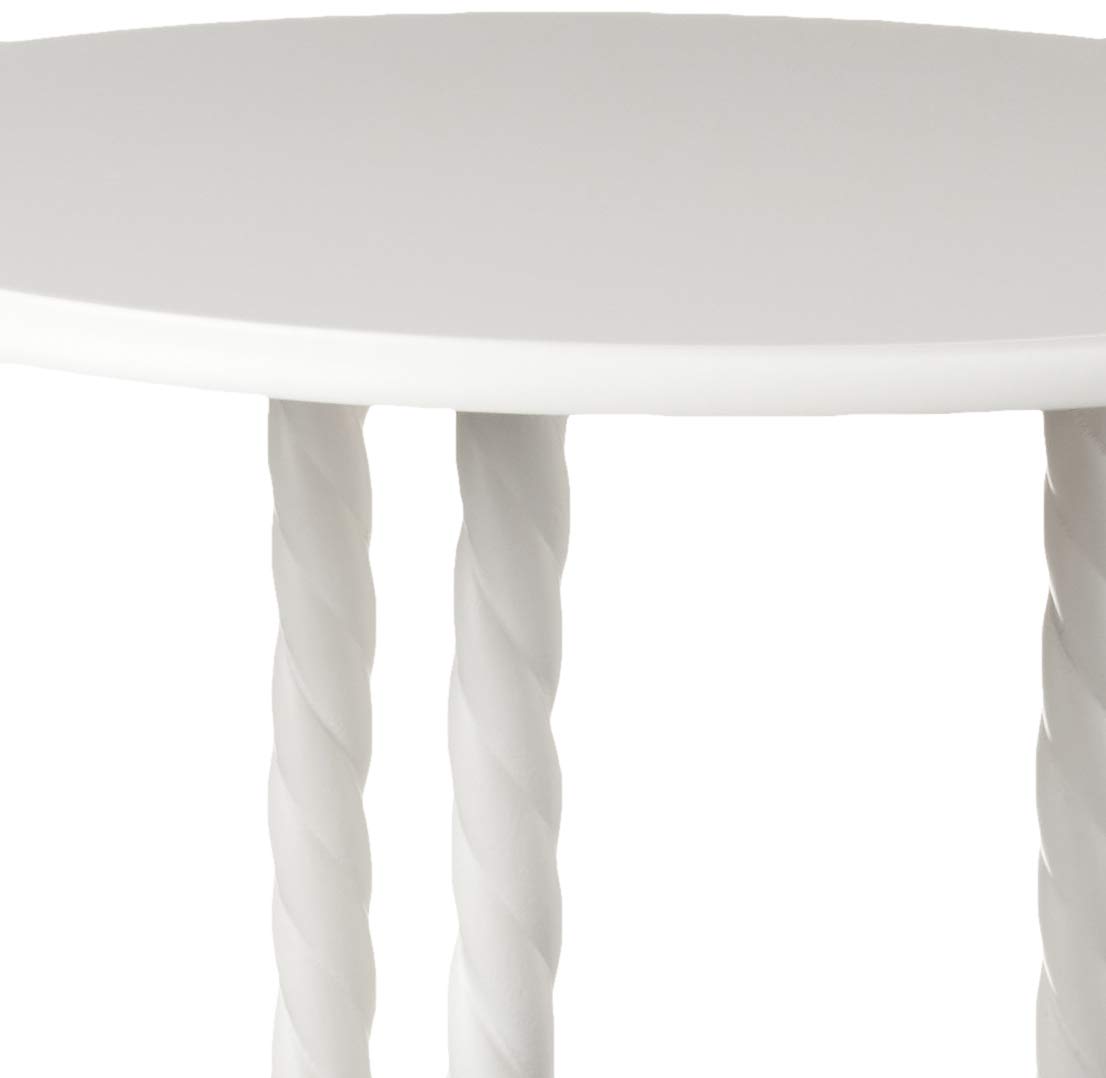Frenchi Home Furnishing Round End Table, White - Modern Side Table for Living Room, Bedroom & Office - Small Accent Table with Sturdy Metal Base