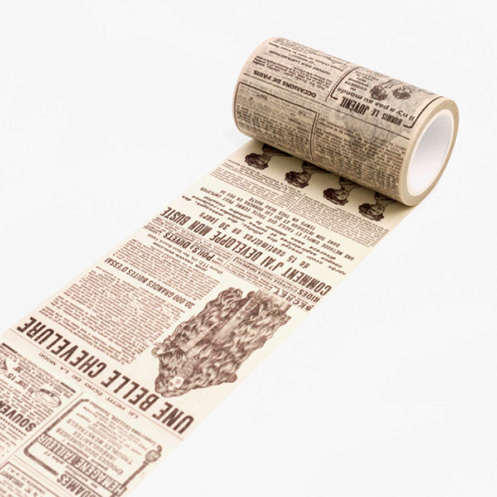 Vintage Washi Tape Set - Decorative Paper Masking Tape for DIY Crafts, Scrapbooking, Journaling & Gift Wrapping - English Newspaper Design - Perfect for Bullet Journals, Planners & Home Decor