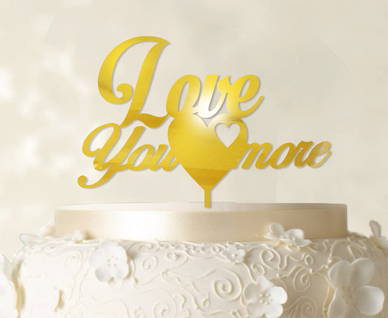 Printtoo Love You More Cake Topper - Heart-Shaped Wedding Cake Decoration for Anniversaries, Birthdays & Romantic Celebrations