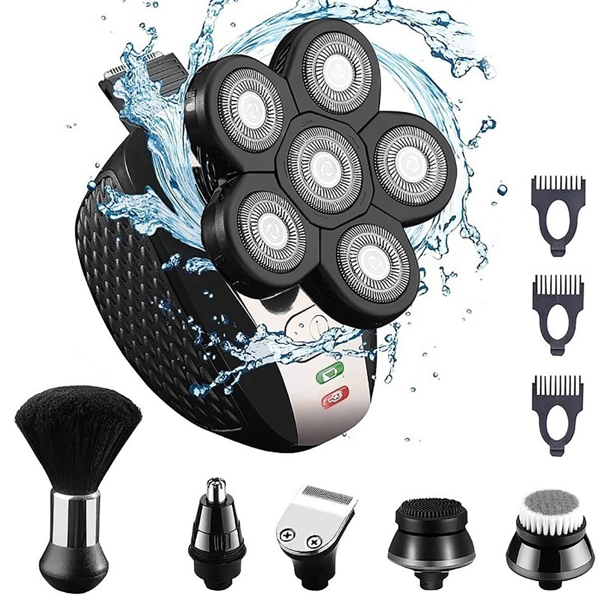 6-in-1 Rechargeable Electric Razor for Men with 6D Floating Heads - Waterproof Bald Head Shaver for Smooth Shaving - Perfect for Travel, Gym & Daily Grooming Routine
