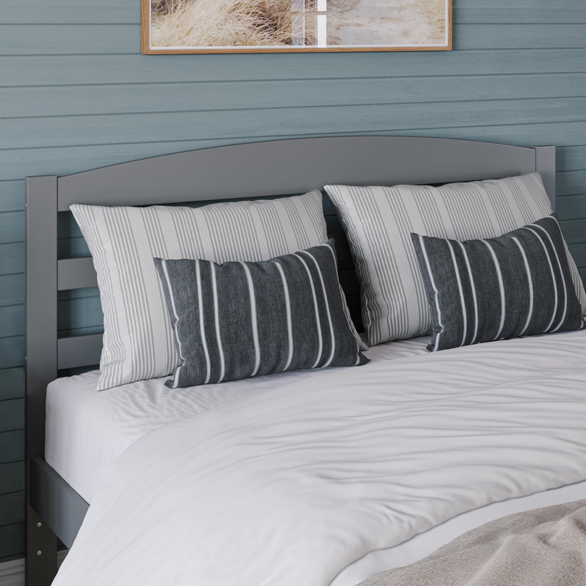 AFI Warren Queen Size Wood Headboard with USB Charging Ports - Modern Grey Upholstered Bed Frame Headboard for Bedroom, Perfect for Master Bedroom, Guest Room, and Home Decor