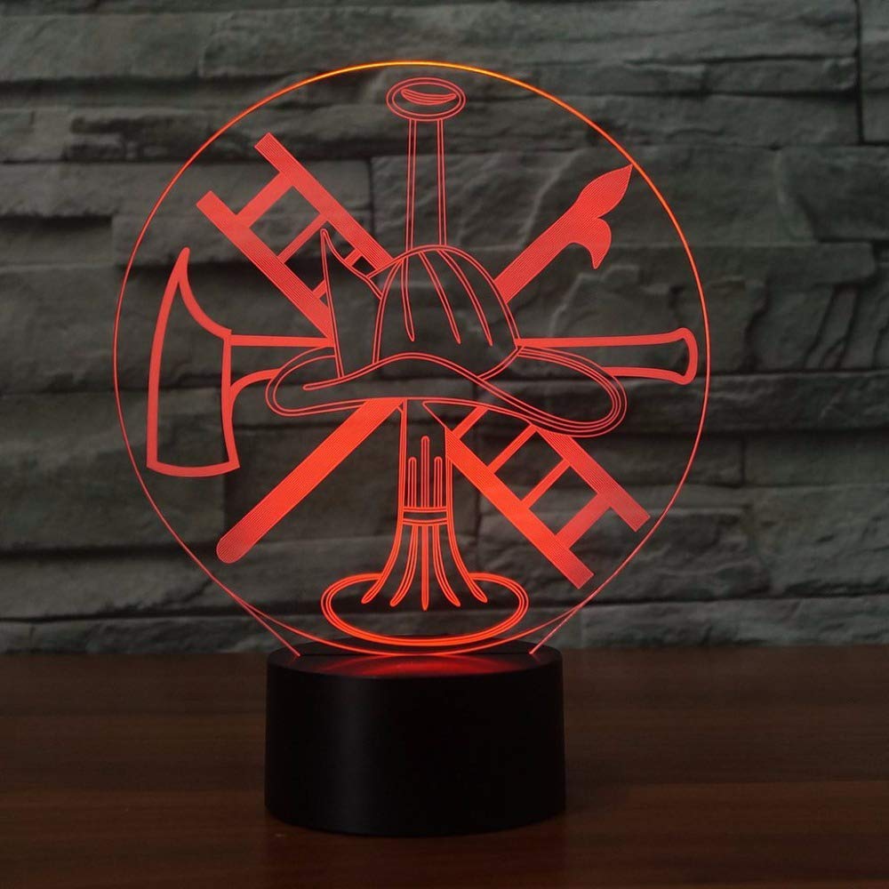 3D Fire Extinguisher Night Light - USB Powered Touch LED Desk Lamp with 7 Color Changing Modes, Optical Illusion Decor for Bedroom, Office, Birthday Gift & Home Decoration