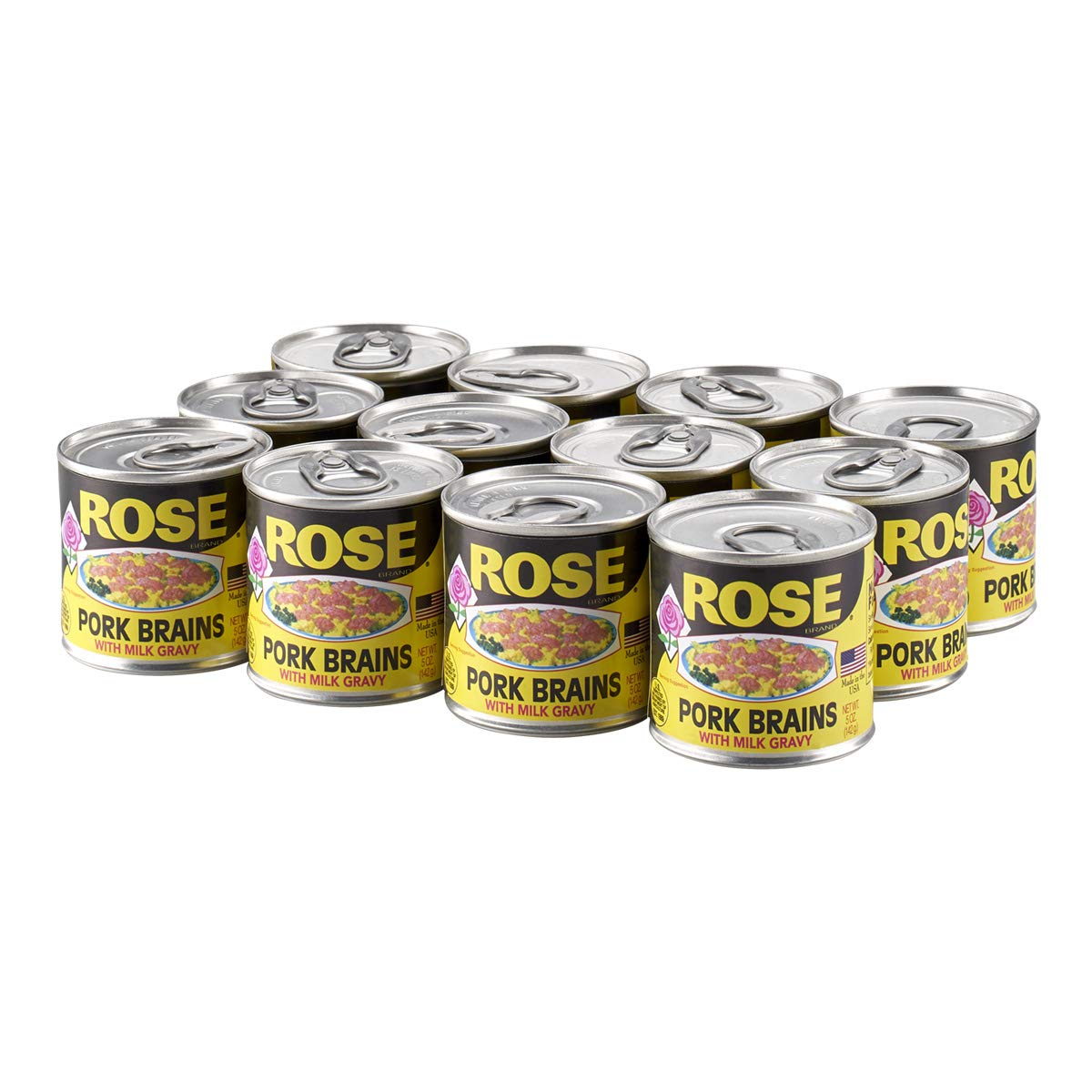 Premium Rose Brand Pork Brains in Milk Gravy - 12 Pack (5oz Cans) | High-Protein Canned Meat for Cooking, Survival Food & Emergency Preparedness
