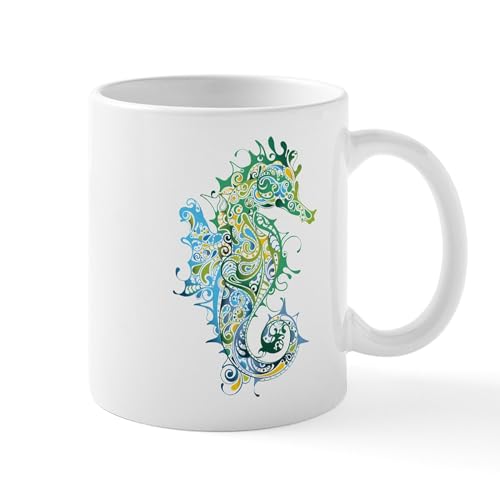White - Paisley Seahorse Mugs