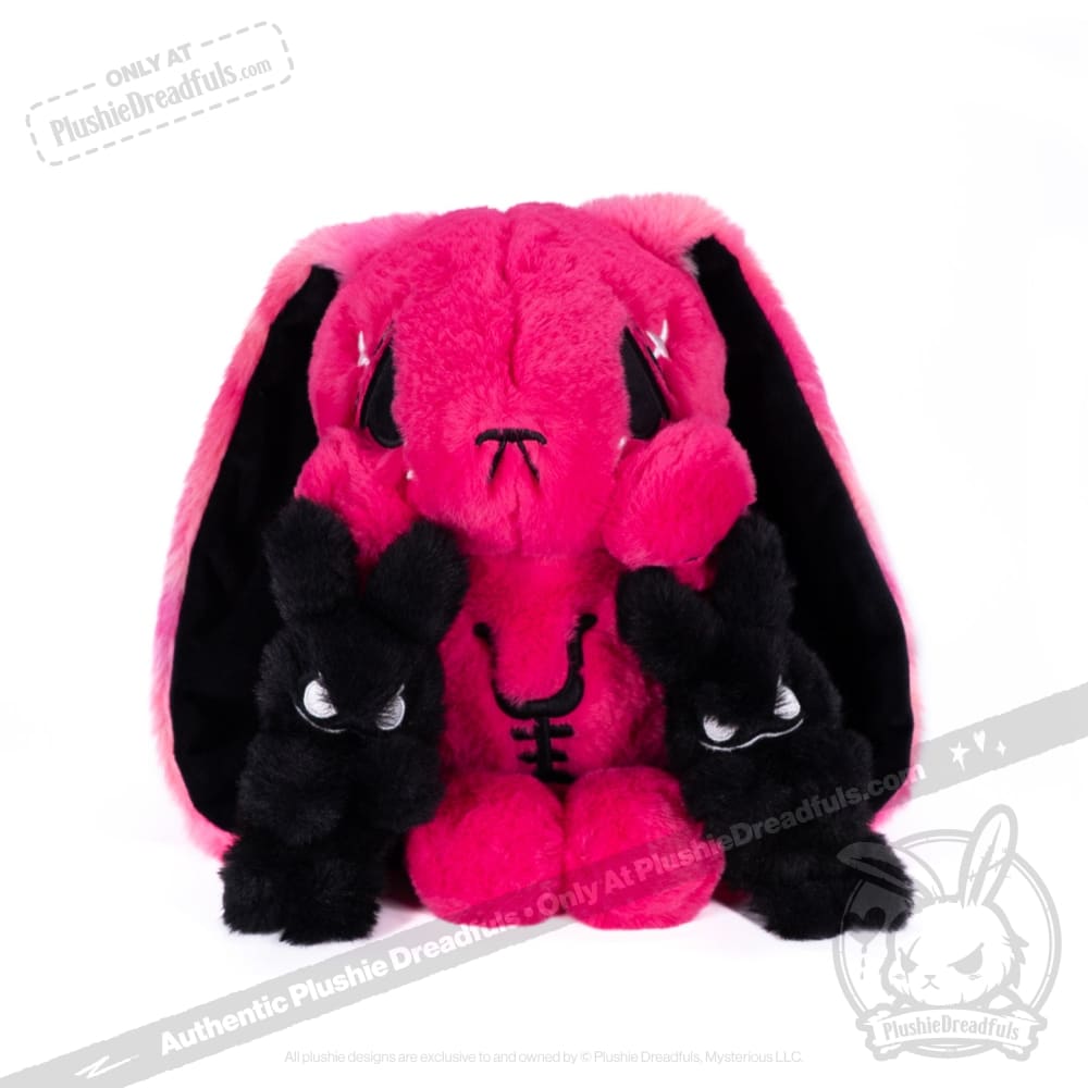 Plushie Dreadfuls Anxiety Rabbit Stuffed Animal - Hot Pink Limited Edition Soft Plush Toy for Stress Relief & Comfort | Perfect for Anxiety Support, Gifts, and Home Decor