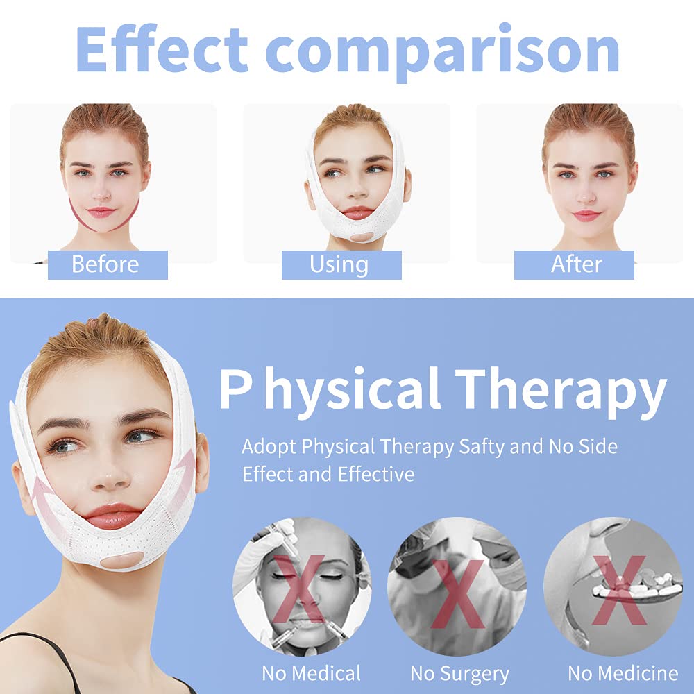 V Line Face Slimming Strap - Double Chin Reducer & Anti-Aging Chin Mask for Sagging Skin - Reusable, Breathable Facial Lifting Strap for Women & Men - Perfect for Home Use, Yoga, and Skincare Routine