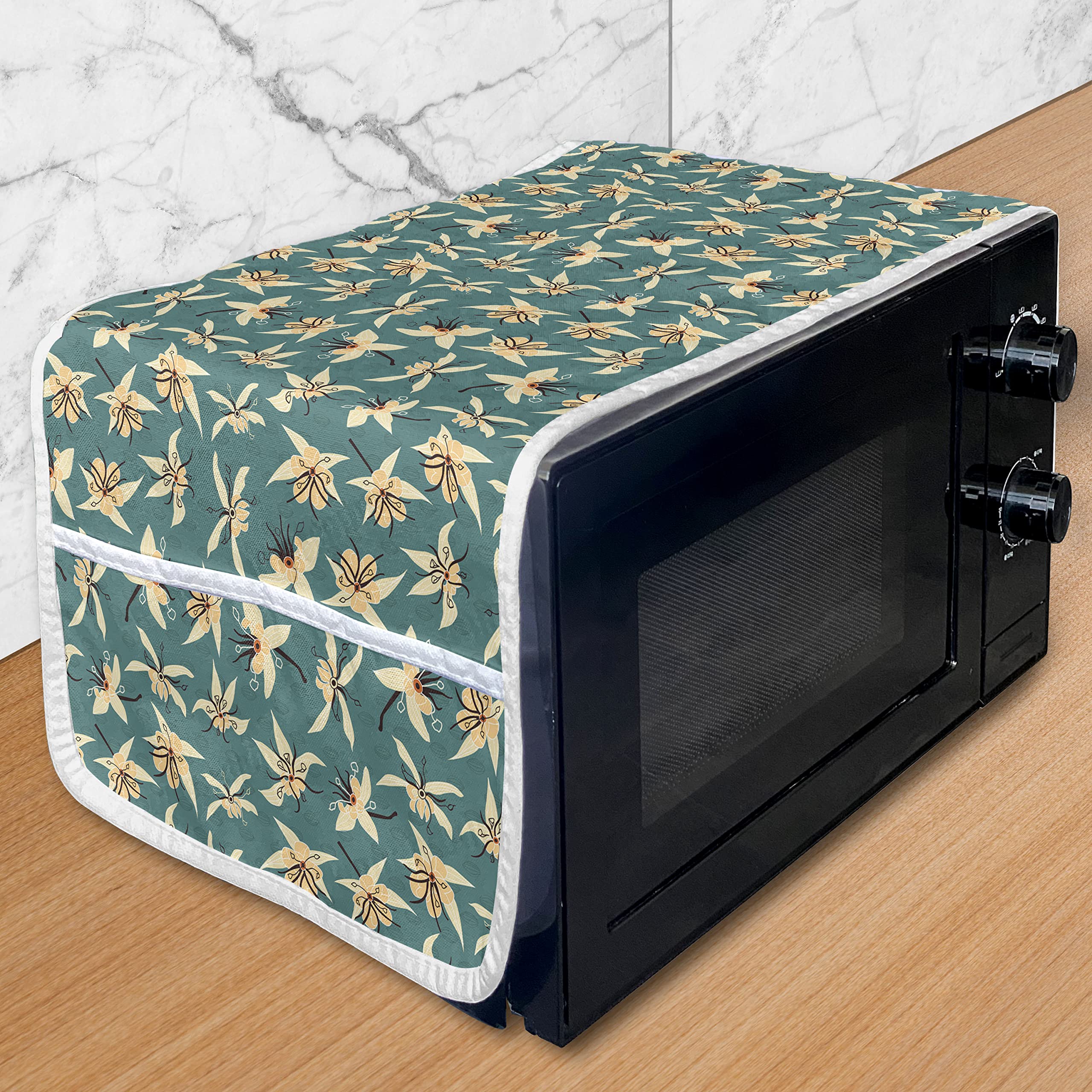 Ambesonne Exotic Microwave Oven Cover - Tropical Botanical Print with Water Resistant Fabric, 36