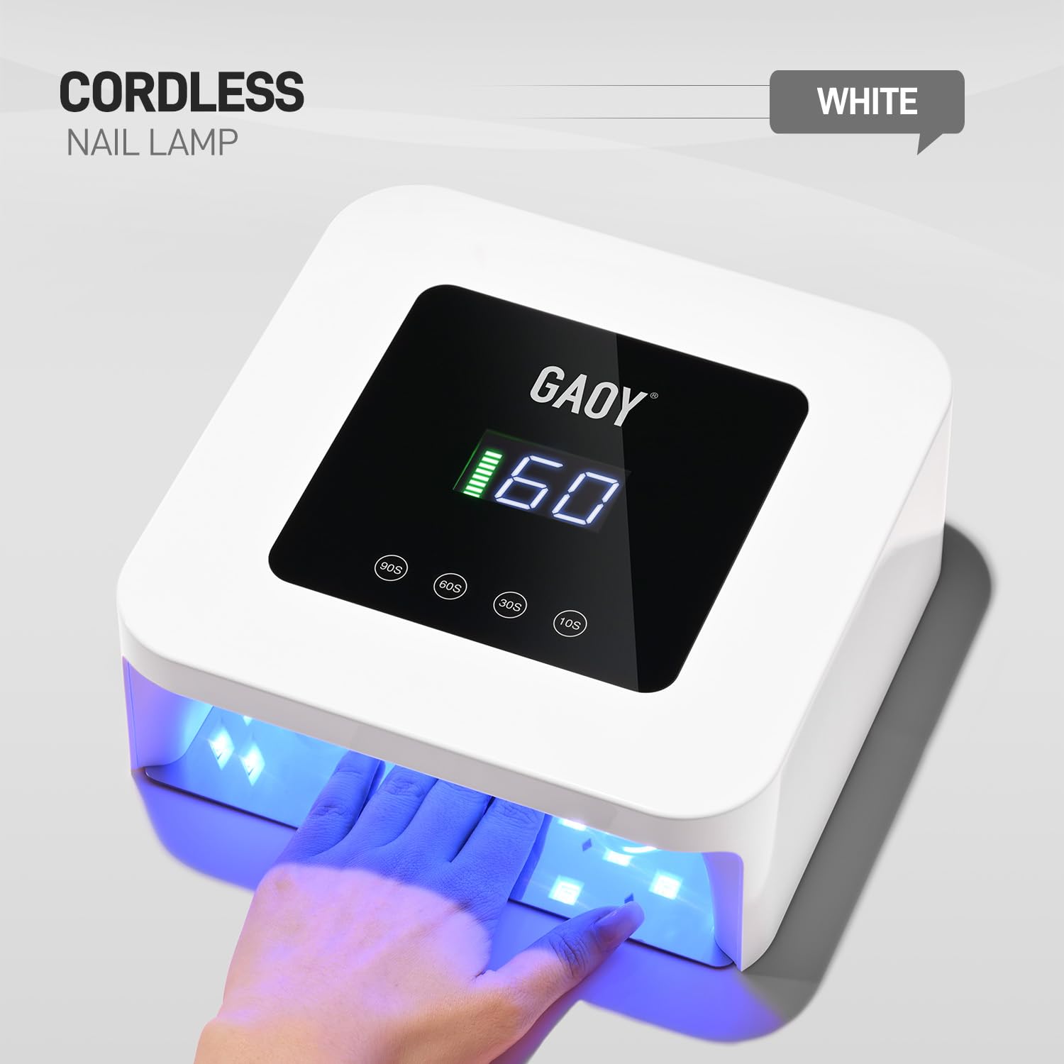 Professional Rechargeable UV LED Nail Lamp for Gel Polish - 4 Timer Settings with Auto Sensor & Sensitive Mode - Fast Curing Portable Nail Dryer for Home Salon & Travel - White