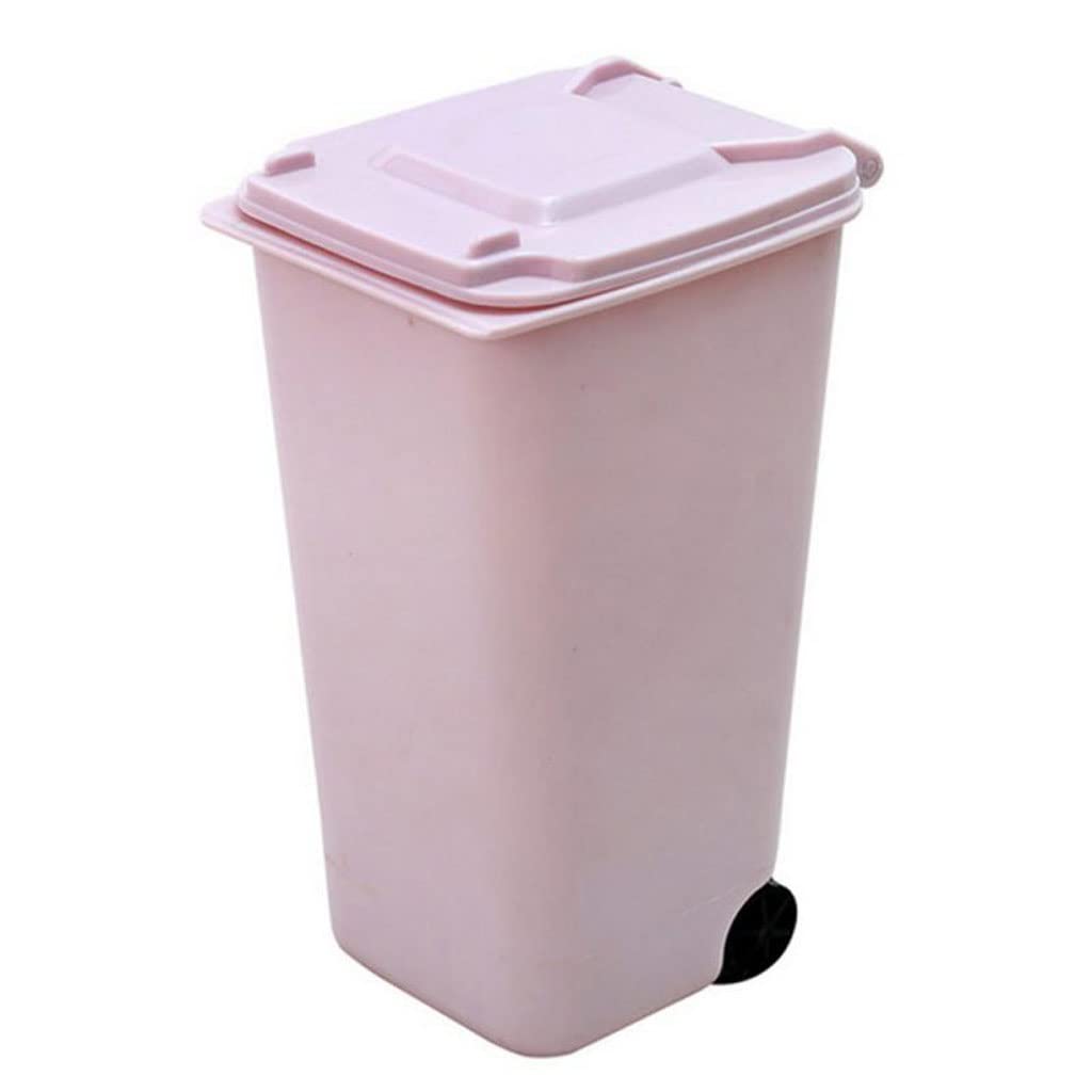 Portable Car Trash Can with Lid - Small Plastic Waste Bin for Office, Home & Vehicle - 15.5x10x8cm Desktop Garbage Can for Pencils, Scissors & Household Supplies (Color A) - Perfect for Cars, Desks & Workspaces
