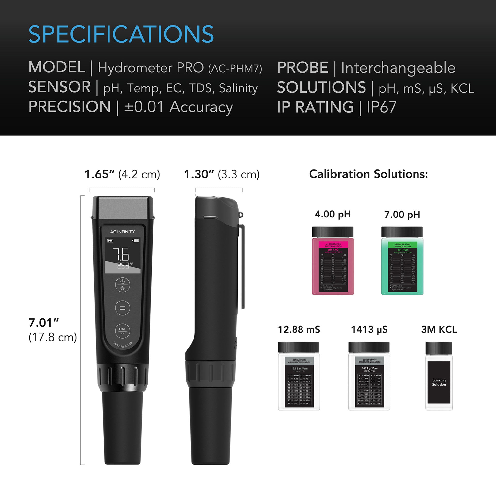 Hydroponic Meter Pro Kit - All-in-One pH Pen with Interchangeable Probe for Indoor Gardening, Hydroponics, and Aquariums