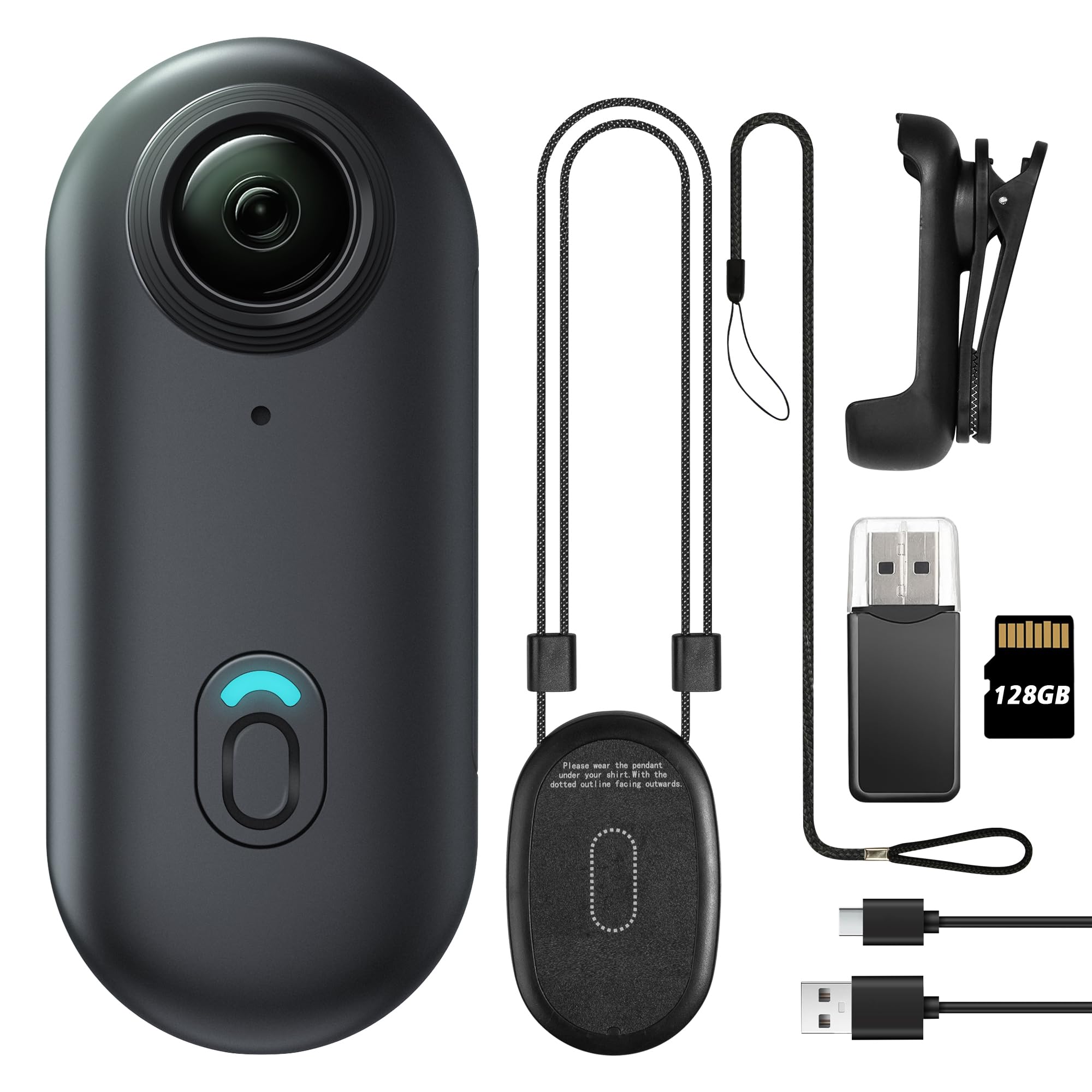 128GB FHD 1080P Mini Body Camera - Wearable Hands-Free Action Cam with Thumb Size Design | Portable Body Worn Camera for Security, Police Work, Travel Vlogging & Pet Monitoring (Black)