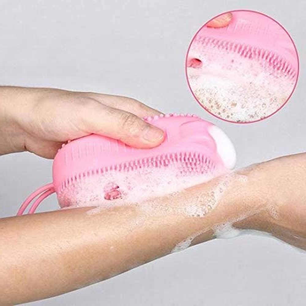 Naivete Silicone Bubble Bath Brush - Double Sided Foaming Shower Sponge with Shampoo Dispenser for Body & Face Cleansing - Quick Lathering Bath Brush (Multicolor, 1pc) - Perfect for Spa, Exfoliation & Relaxing Bath Time