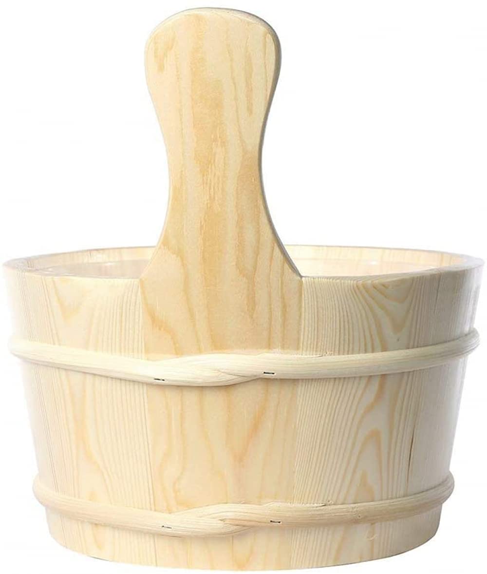 Handmade Wooden Sauna Bucket and Ladle Set with Liner - Premium Steam Room & Bath Accessories for Relaxation, Spa Day, and Home Sauna Therapy