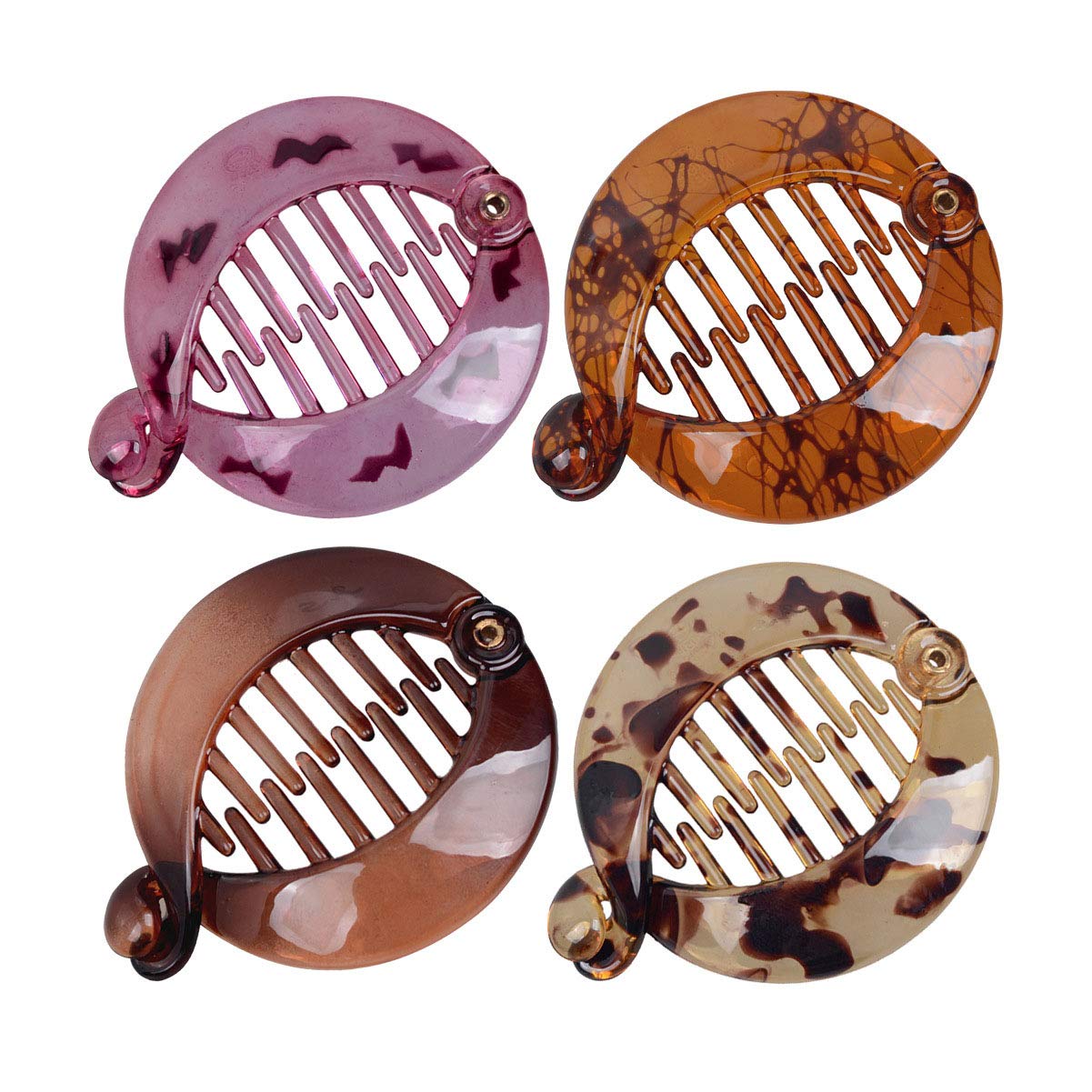 4 Pcs Round Banana Hair Clips - Resin Fish Shape Hair Clips for Women, Fishtail Hair Clips, Ponytail Holders, Hair Accessories for Long Hair - Perfect for Daily Use, Parties, Weddings & Hairstyling
