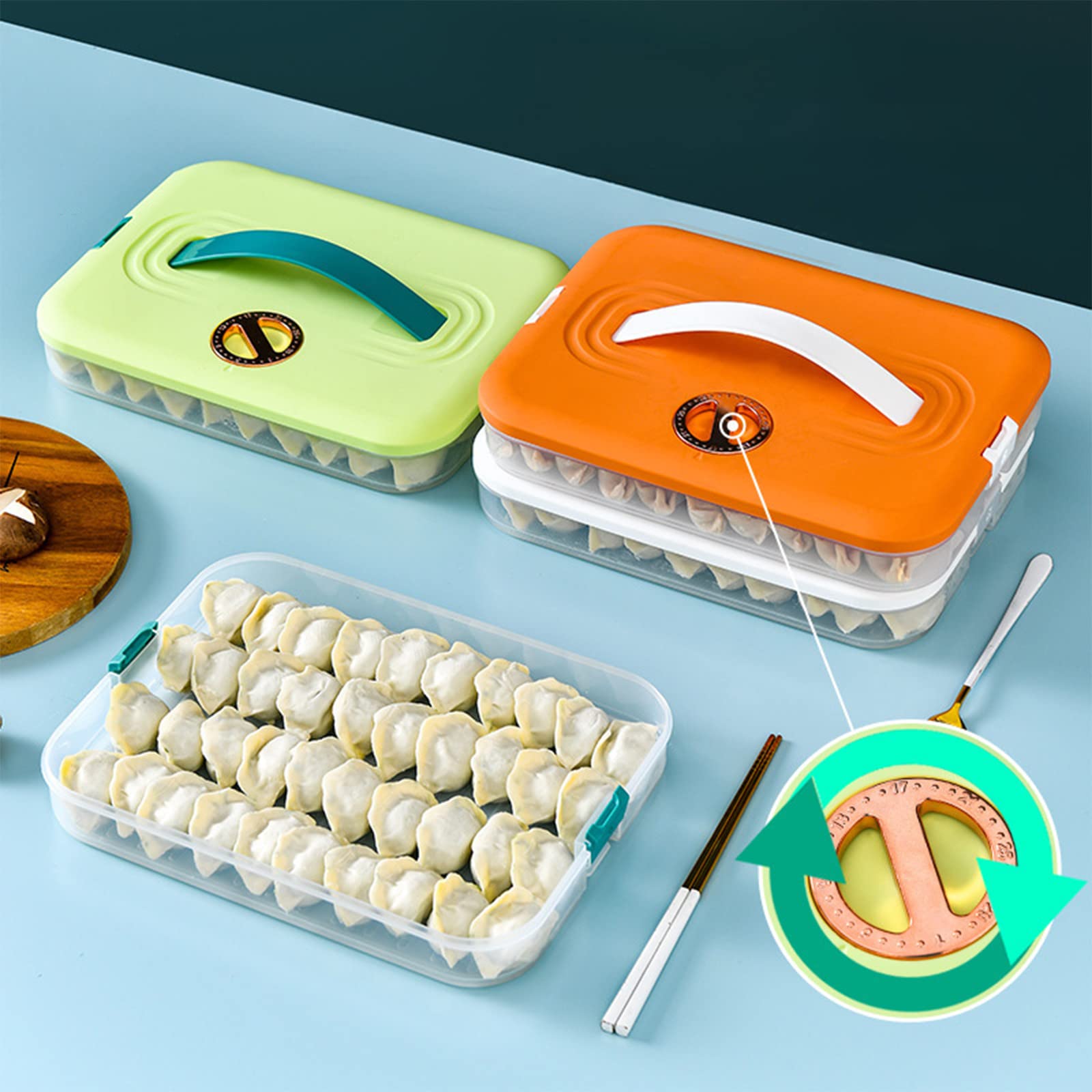Double Layer Dumpling Box with Lid - Transparent Food Storage Containers for Dumplings, Snacks & Leftovers | Kitchen & Fridge Organizer | BPA-Free Plastic Container for Meal Prep & Party Serving