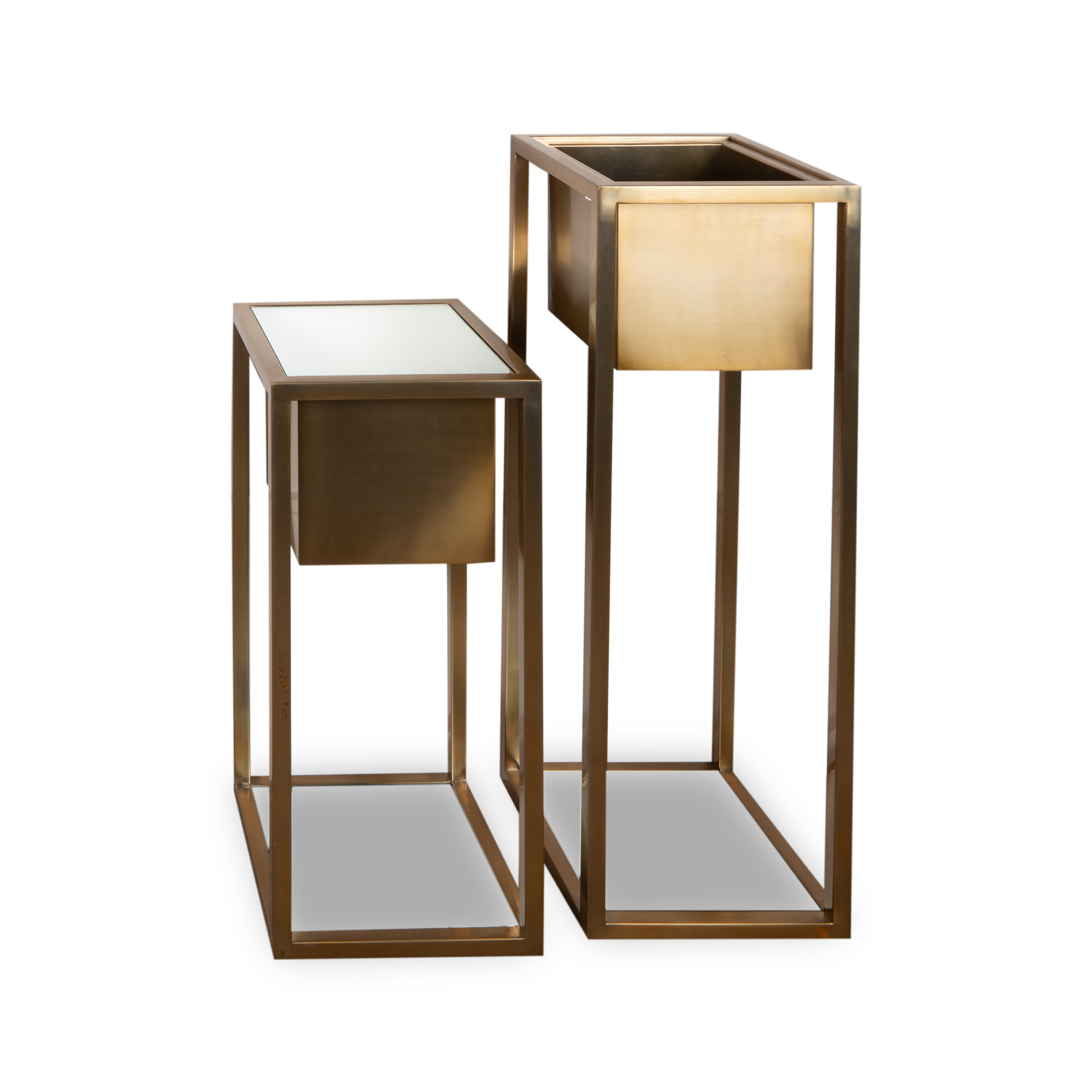 Vintage Cuboid Brass Planter for Succulents & Small Plants - Elegant Home & Office Decor, Perfect for Desks, Shelves, and Tabletops