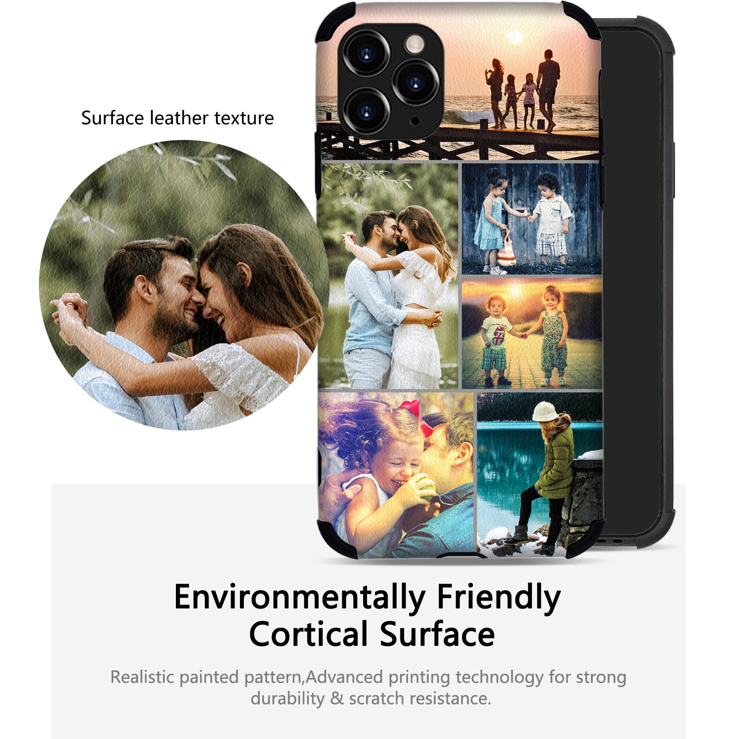 Custom Personalized Picture Phone Case for iPhone 16/15/14/13/12/11 Pro Max XR/X/Xs Max/8/7/6/5 Plus SE 2022 - Artificial Leather with Anti-Drop Four-Corner Airbag Protection - Perfect for Travel, Work, and Everyday Use