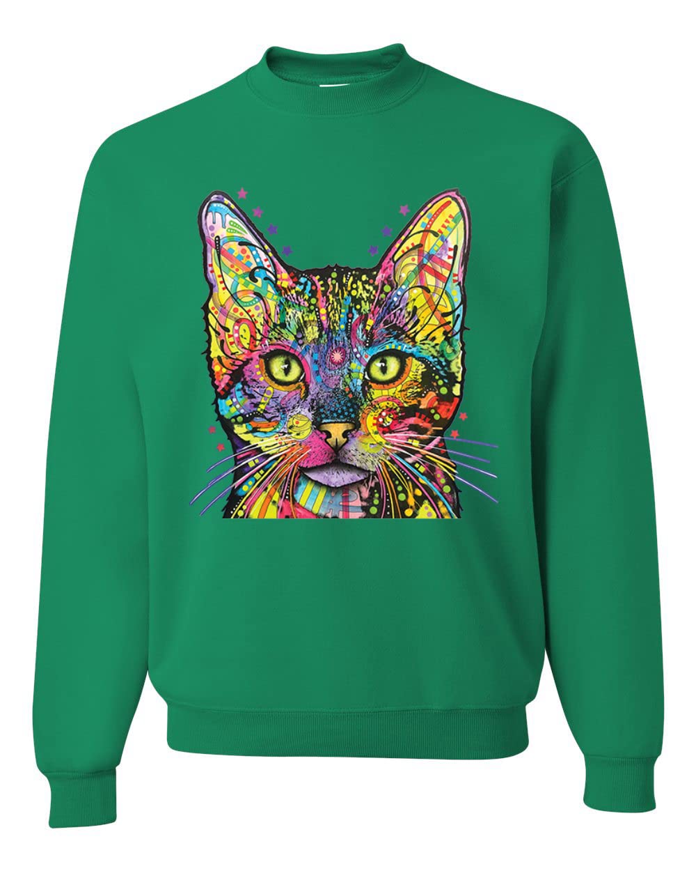 Wild Bobby Colorful Cat Graphic Sweatshirt | Cat Mom & Dad Apparel | Dean Russo Art Inspired Unisex Crewneck | Perfect for Cat Lovers, Casual Wear & Gifts