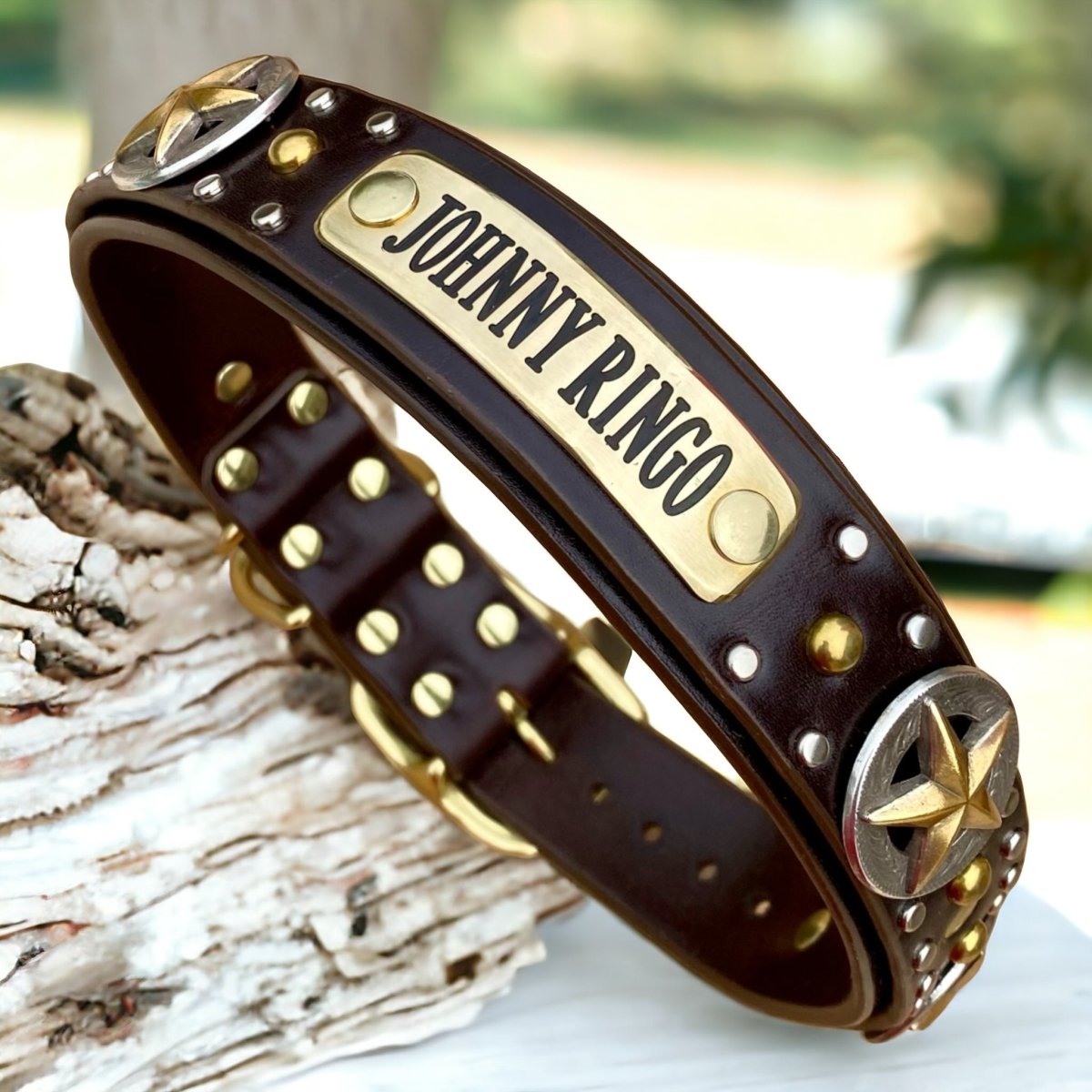 Custom Engraved Leather Dog Collar for Pets - Personalized Name & Phone Number - Durable & Adjustable - Perfect for Daily Walks, Training & Gifts (Nashville Style)