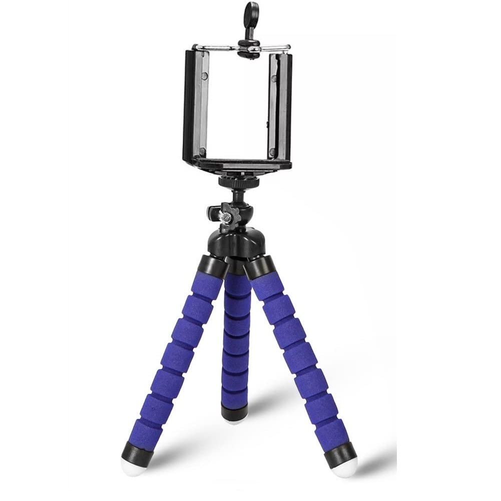 RajoNN Flexible Octopus Tripod for Phone & Camera - Adjustable Phone Holder Stand with Sponge Grip, Mini Tripod for Smartphones & Compact Cameras (Blue) - Perfect for Travel, Vlogging, and Outdoor Photography