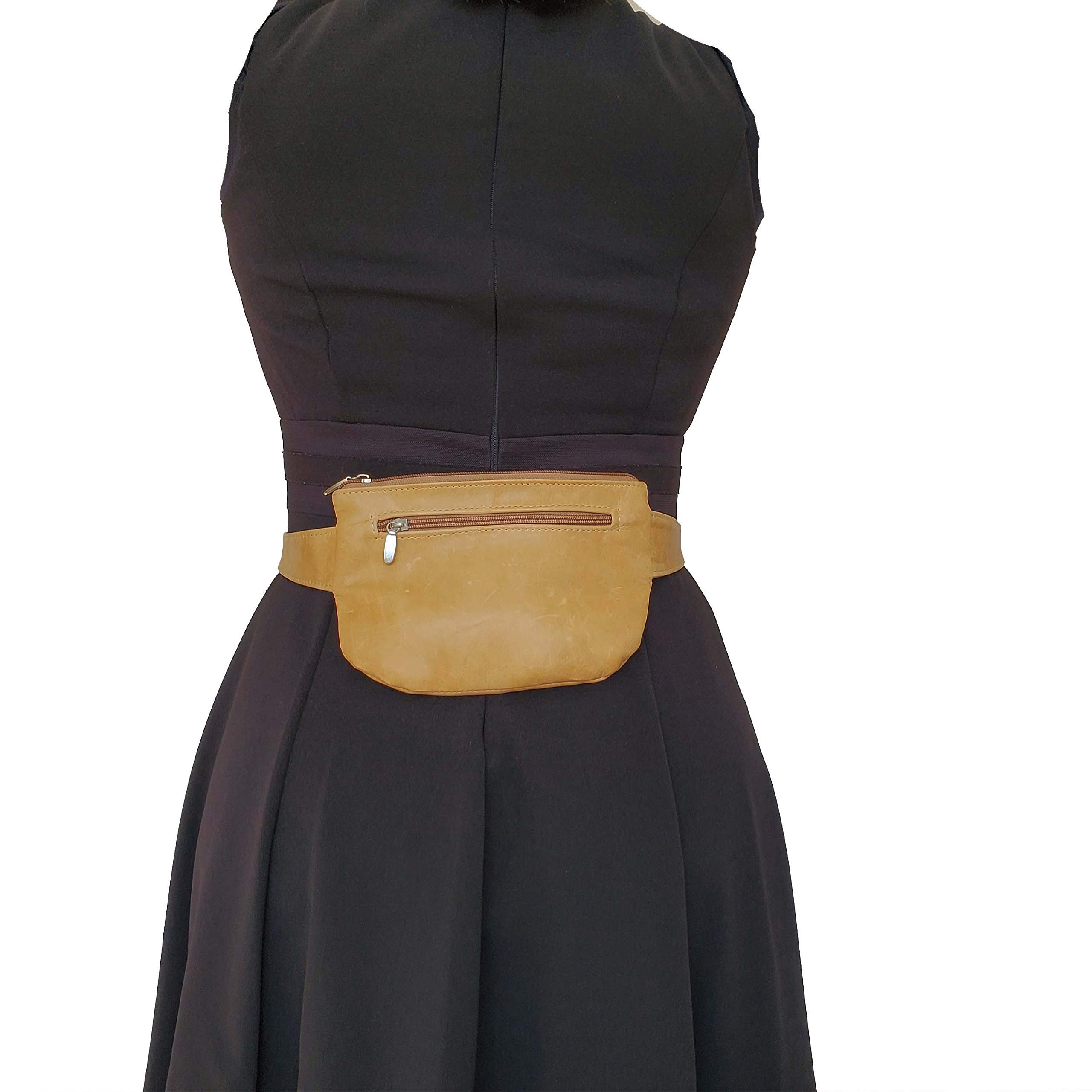 Fgalaze Vintage Distressed Leather Belt Bag - Unisex Waist Pack Fanny Pack for Men & Women - Perfect for Travel, Hiking, Concerts & Everyday Use