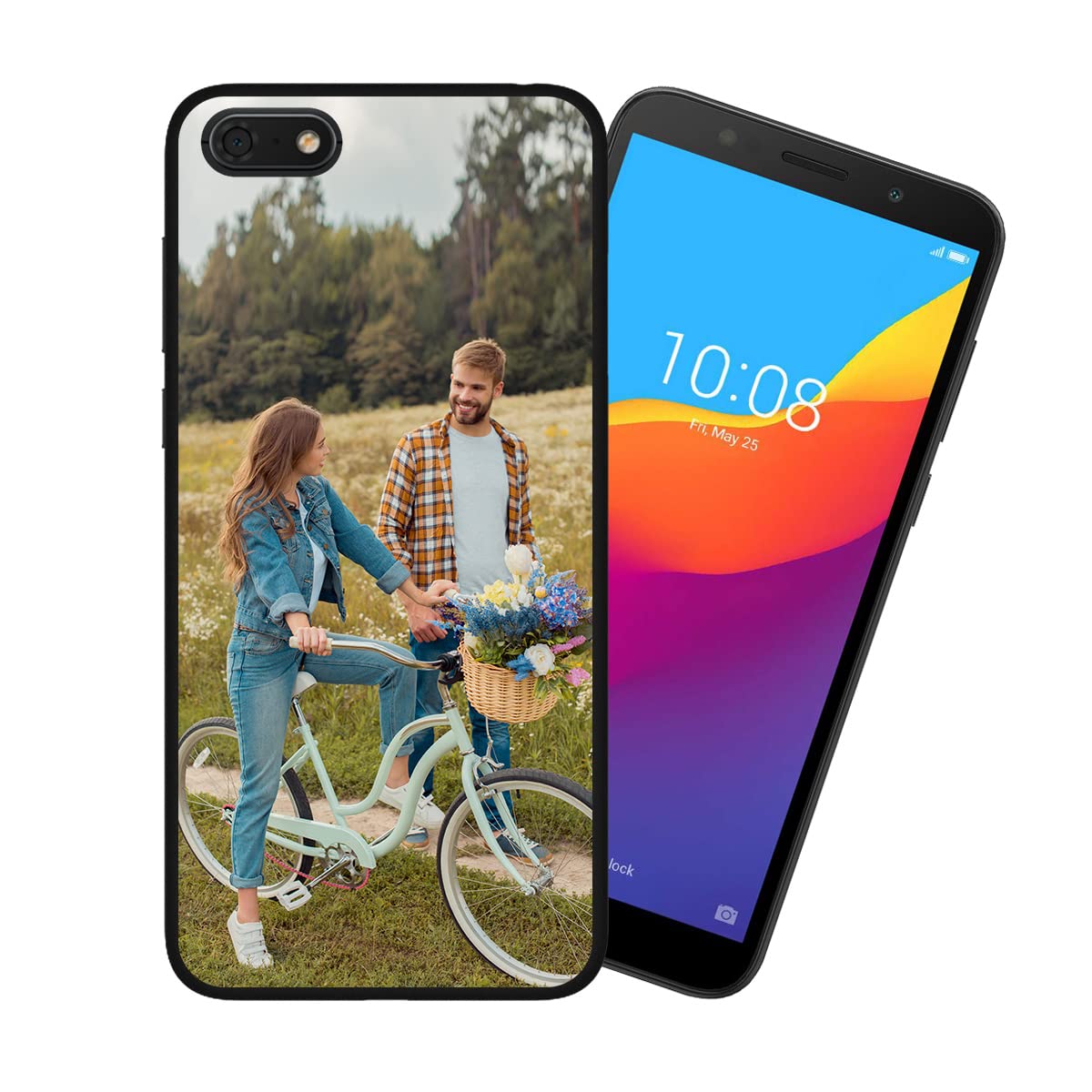 Custom Personalized Picture Phone Case for Huawei Honor 7S - Shockproof Silicone Soft Candy Case - Christmas Birthday Gift Idea - Protective Black Phone Cover - Perfect for Daily Use, Travel & Special Occasions
