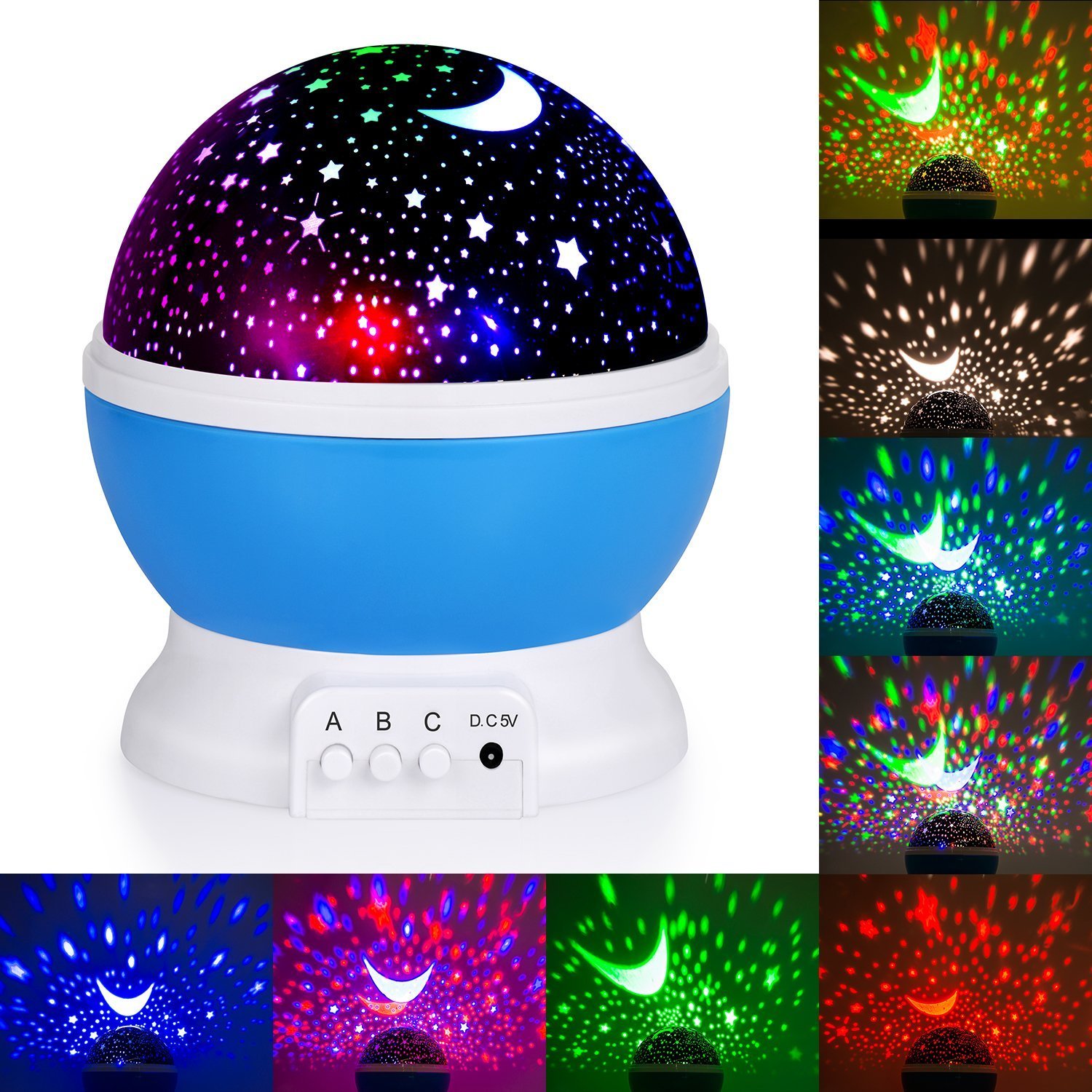 Sunnest Star Projector - 4 LED Bulbs 8 Modes Rotating Night Light for Kids & Baby Nursery with 3.2FT USB Cord | Perfect for Bedtime, Relaxation & Creating Soothing Sleep Environment