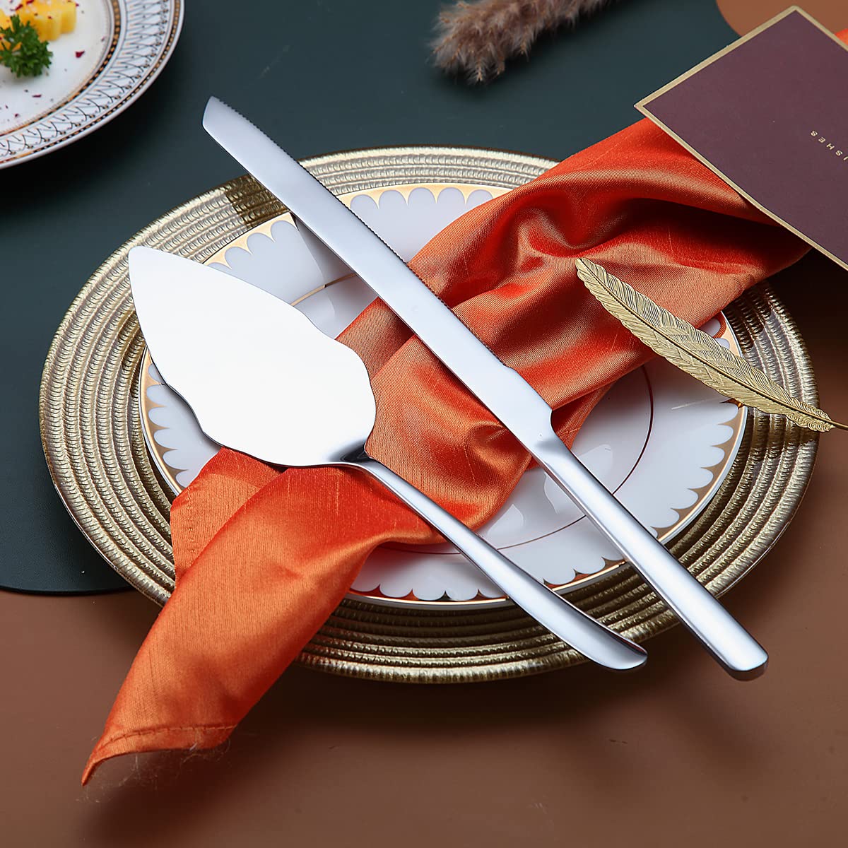 Stainless Steel Wedding Cake Knife and Server Set - Elegant Cake Cutting Utensils for Weddings, Parties & Special Events - Dishwasher Safe Shiny Silver - Perfect for Wedding Cakes, Anniversary Celebrations & Family Gatherings