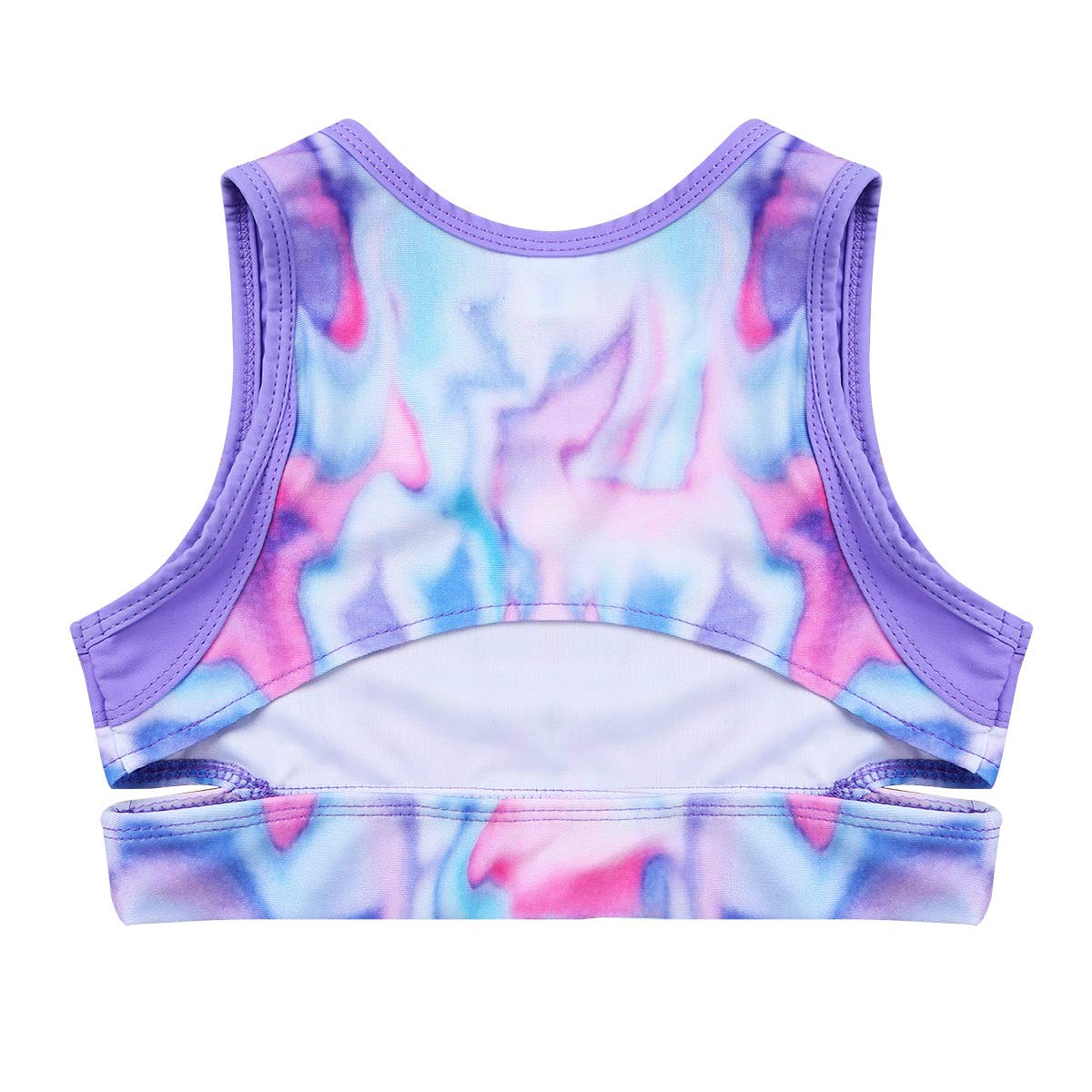 Hansber Girls' 2-Piece Gymnastics Outfit - Tie Dye Crop Top & Boyshorts Set for Dance, Swim & Sports | Athletic Wear for Kids' Gymnastics Practice, Beach Swimming & Dance Classes