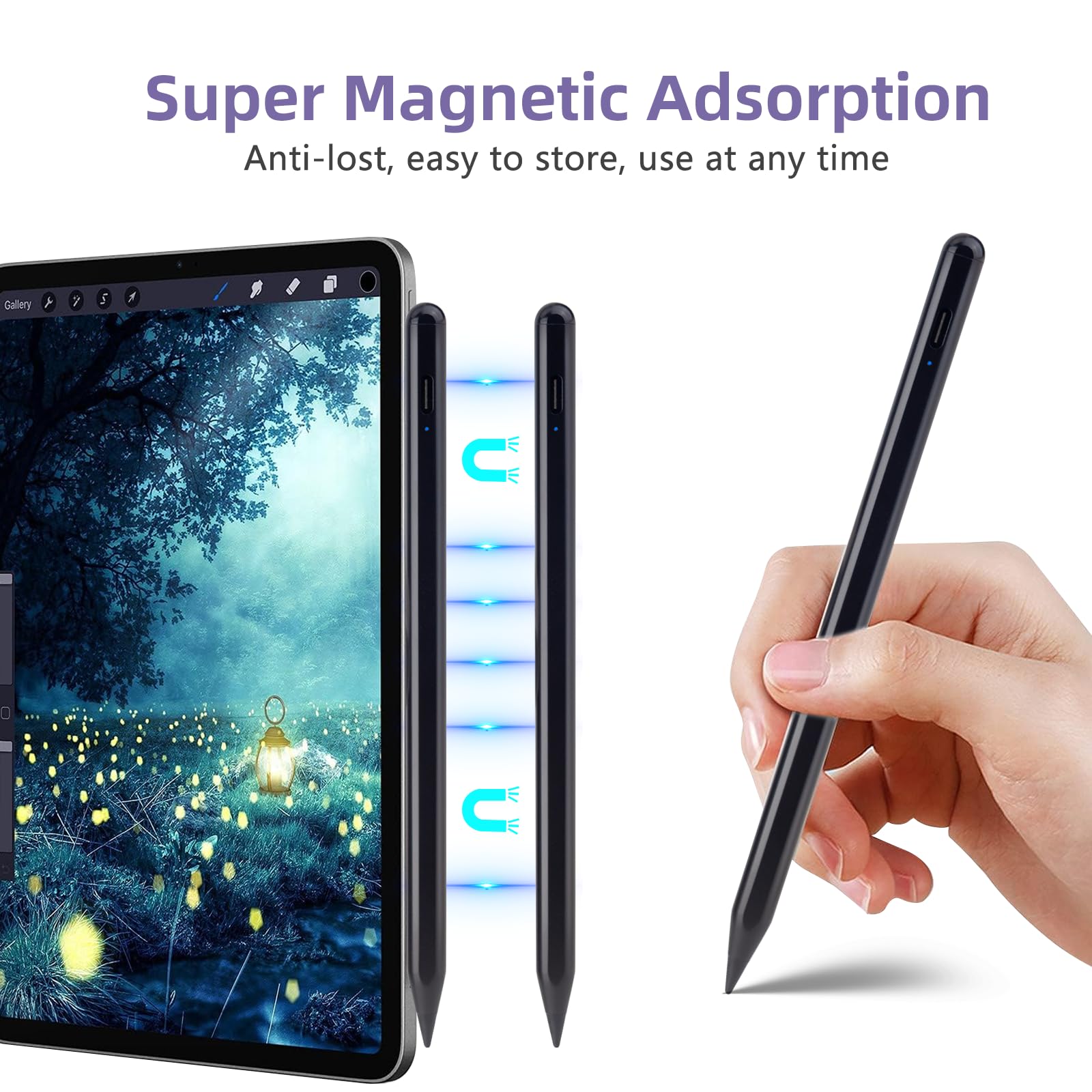 Premium Stylus Pen for iPad 2018-2025 | USB-C Fast Charging Apple Pencil Alternative with Palm Rejection & Tilt Sensitivity | Compatible with iPad Pro M4/13/12.9