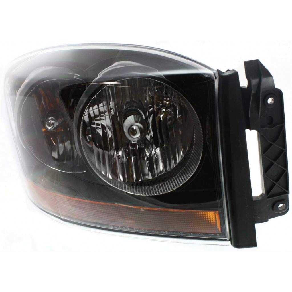 2006 Dodge Ram 1500 Passenger Side Headlight Assembly - Black Housing with Bulbs | CAPA Certified | CH2519115, 55372814AB, 55372814AA | Perfect for Night Driving & Vehicle Upgrades