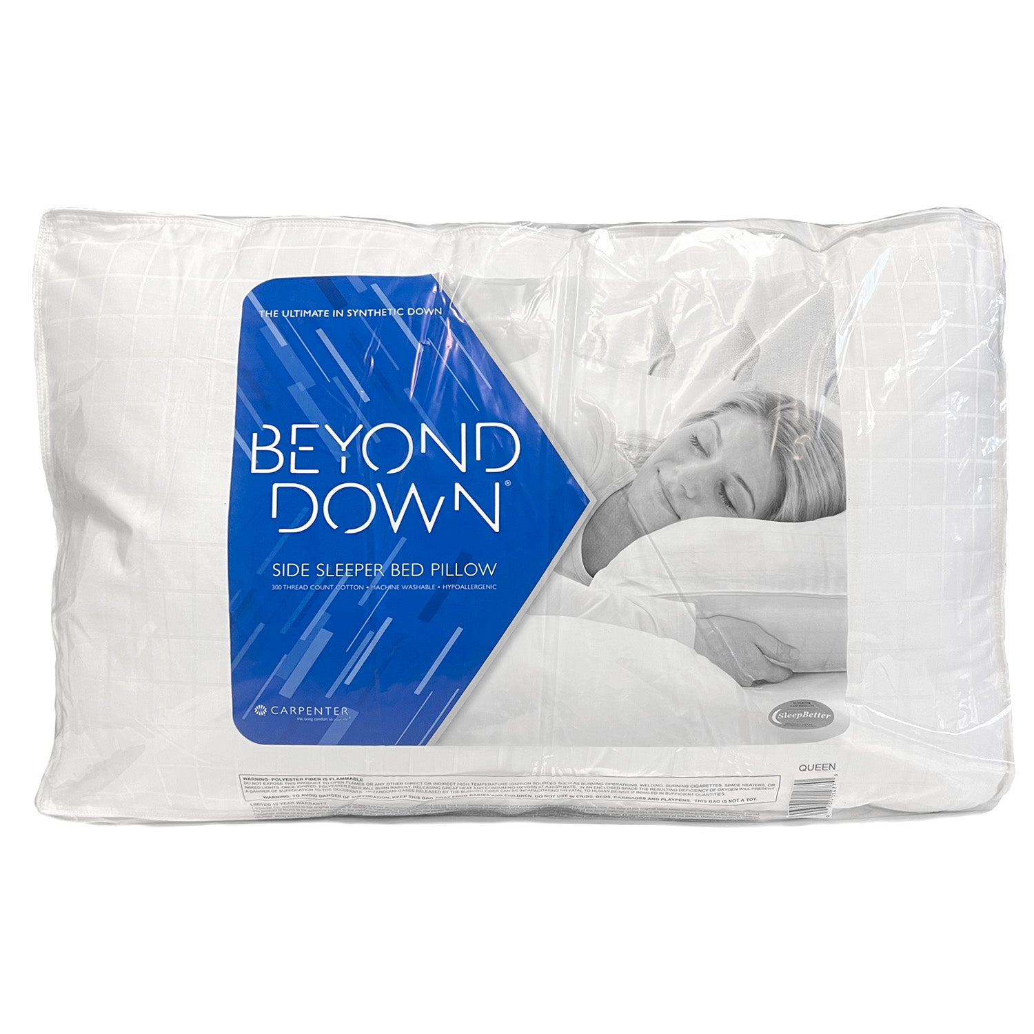 Carpenter Co. Beyond Down Pillow for Side Sleepers - Ultra Soft & Supportive Bed Pillow for Neck & Shoulder Pain Relief - Perfect for Home, Hotel & Travel Use