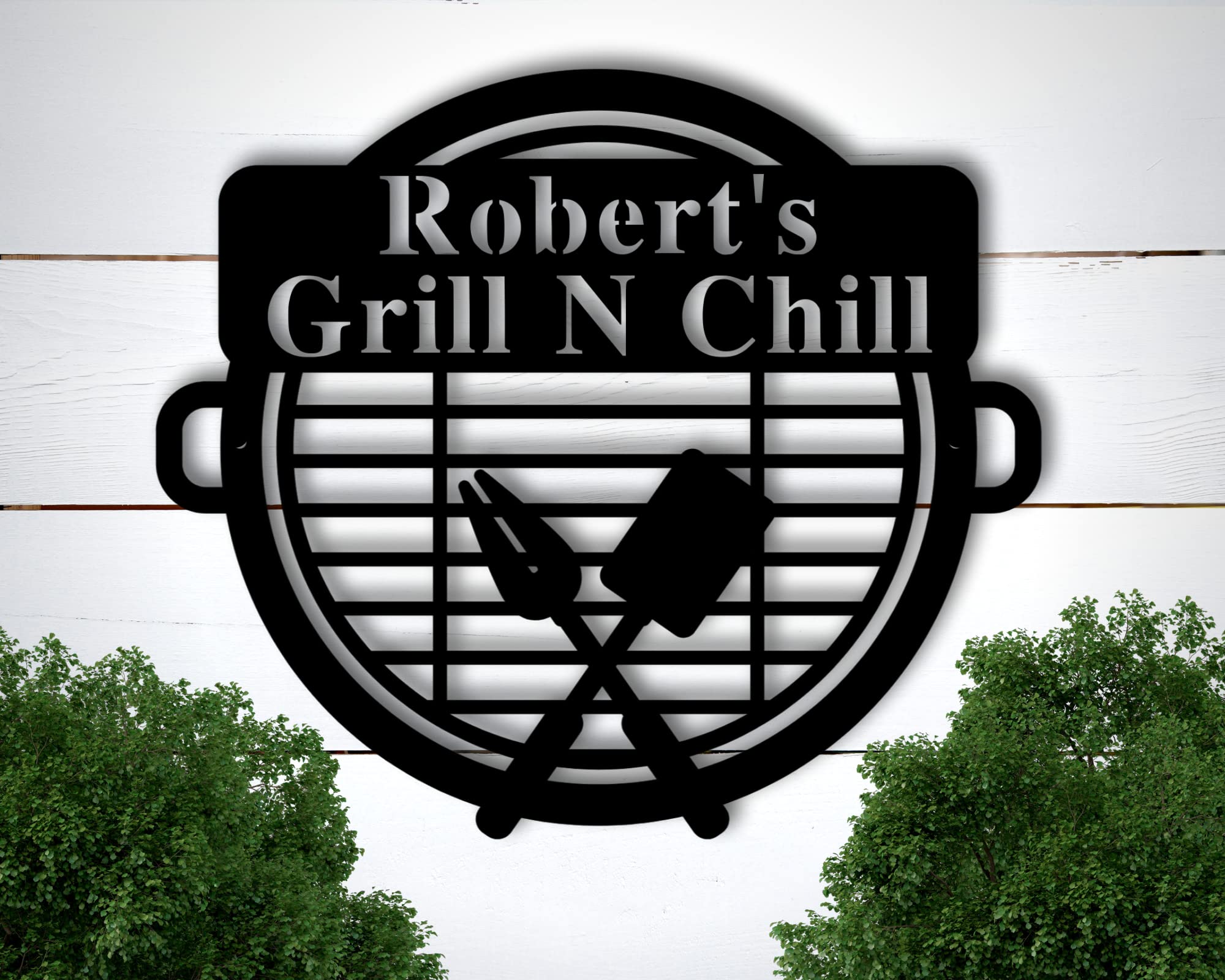 Personalized BBQ Metal Sign - Custom Grilling Gift for Dad, Father's Day Present, Outdoor Kitchen Decor - 18 Inch Wide Rustic Wall Art - Perfect for Backyard, Patio & Man Cave Decorating