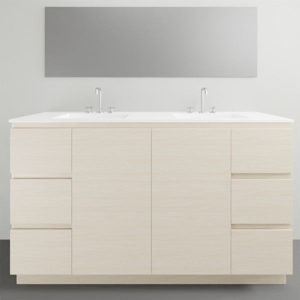 ADP Glacier Lite Door and Drawer Trio Vanity Set with Ceramic Top - Modern Bathroom Storage Solution for Small Spaces, Perfect for Powder Rooms & Guest Baths