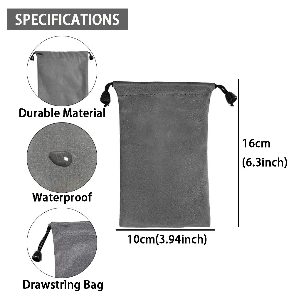 12-Piece Waterproof Drawstring Bags Set - Small Grey Storage Pouches for Travel, Gym & Organization (10x16cm) | Includes Cloth Bags & Ditty Pouches