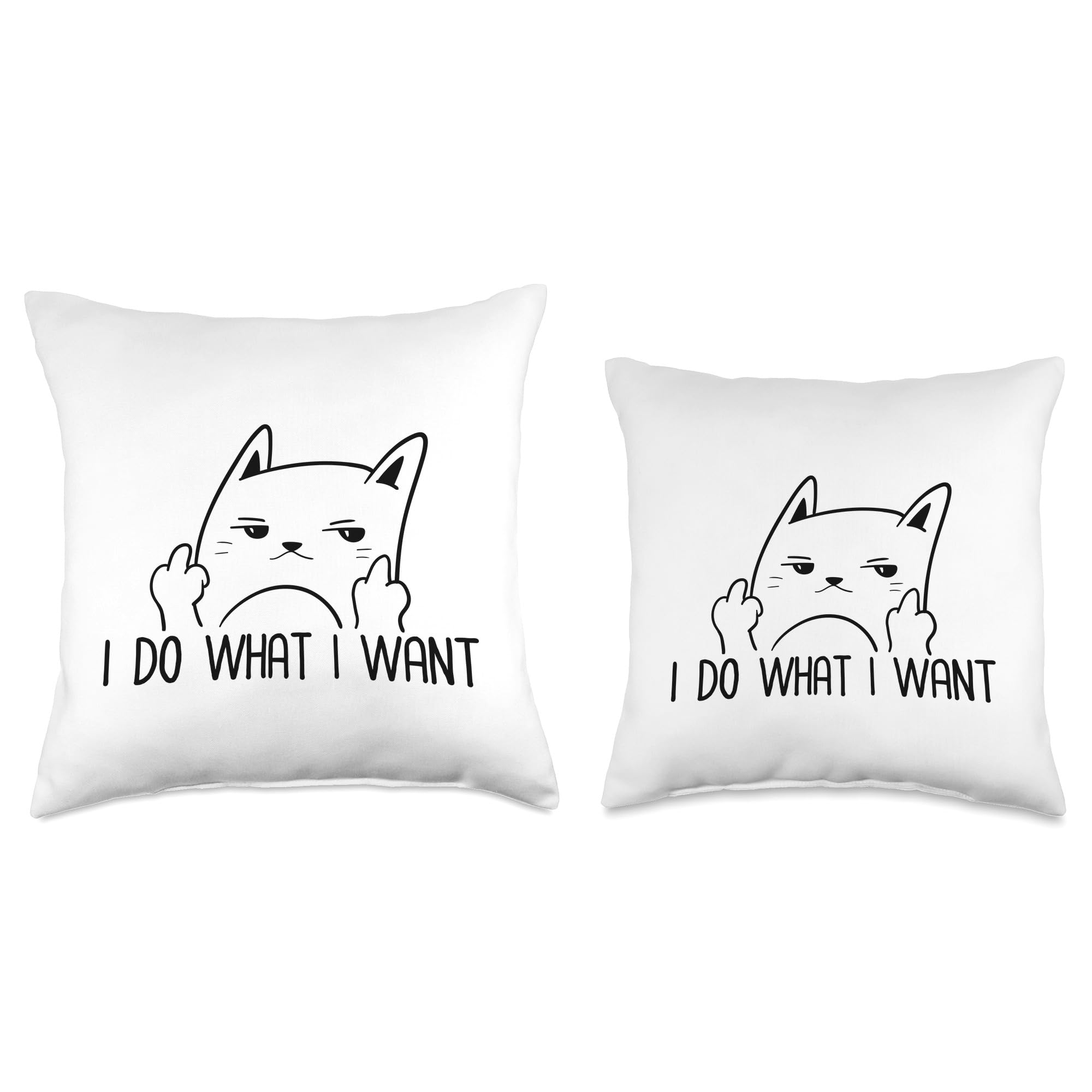 Funny Cat Middle Finger Meme Throw Pillow 16x16 - Perfect for Home & Office Decor