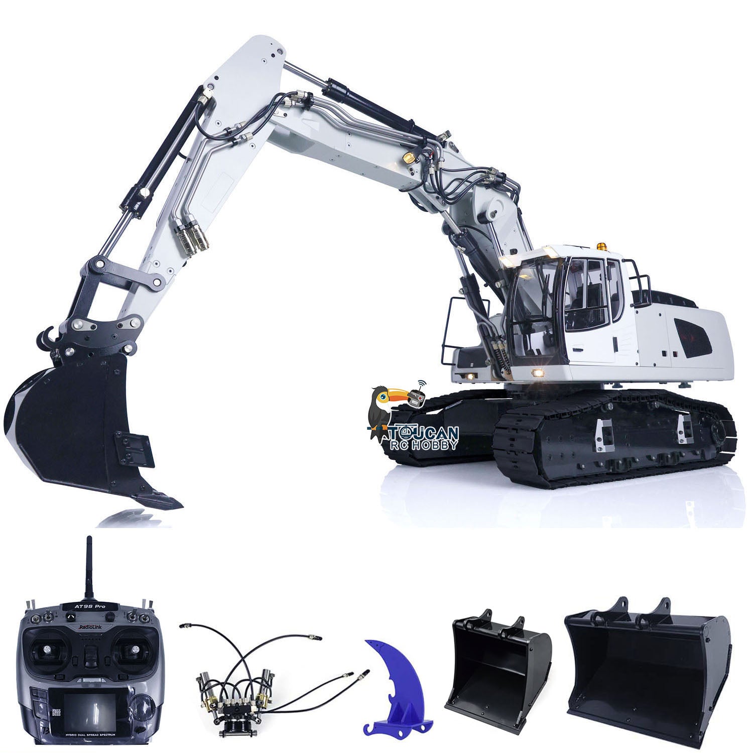 1/14 Scale Radio Control 946 3 Metal Excavator - 10 Channel RC Construction Toy with Painted Body, Rotating Metal Bucket & Tiltable Ripper for Kids & Adults - Perfect for Construction Site Play, Collecting & Outdoor Activities