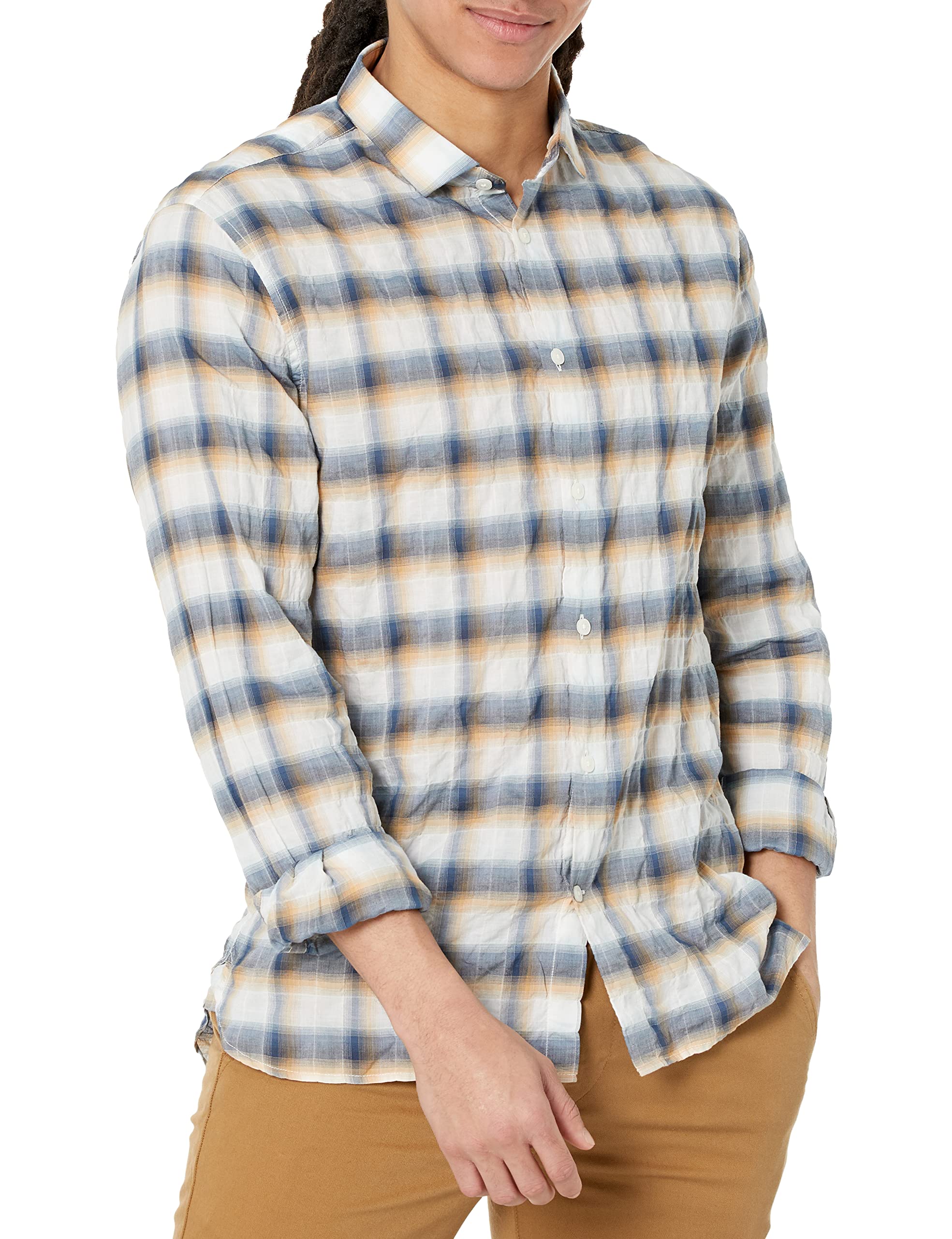 John Varvatos Men's Ross Button-Down Shirt - Classic Casual Dress Shirt for Work & Date Nights | Premium Cotton Slim Fit Long Sleeve Shirt for Men