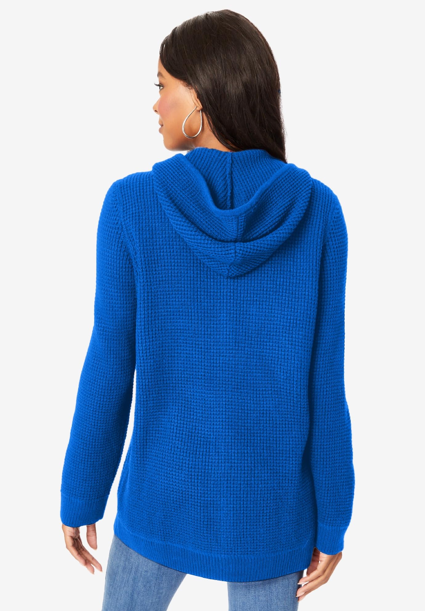 Roaman's Women's Plus Size Thermal Waffle Hoodie Zip-Up Cardigan Jacket - Cozy Winter Outerwear for Casual Wear & Lounge