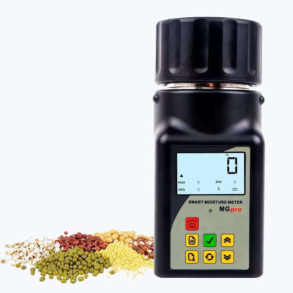 MG-Pro Portable Mini Grain Moisture Meter - Digital Moisture Tester for Coffee, Cocoa, Rice, Wheat & 25+ Grains | 99 Data Storage Groups | Perfect for Farmers, Coffee Roasters & Food Processing Labs