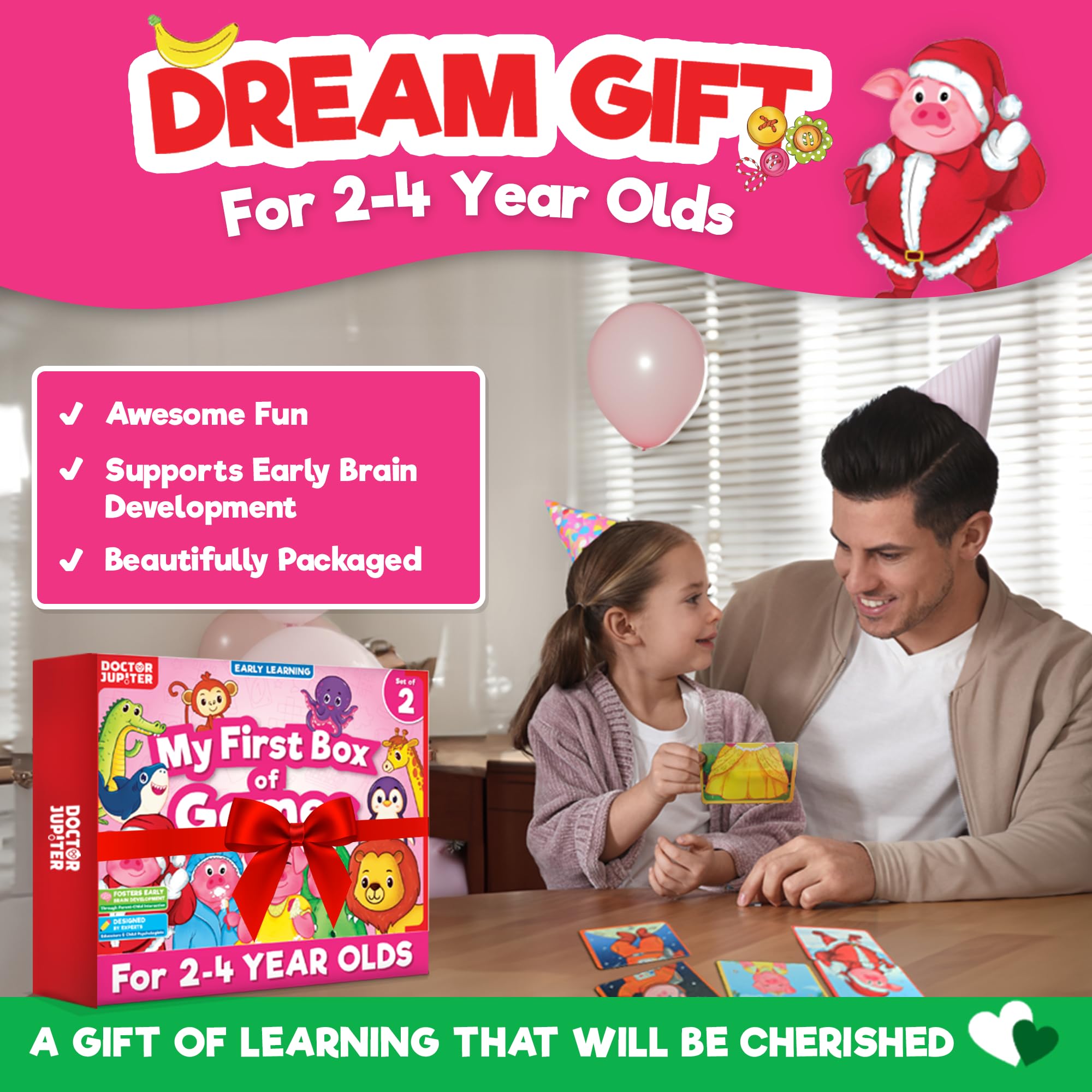 Doctor Jupiter My First Box of Educational Games for Toddlers Age 2-4 | Fun Learning Toys for 2-4 Year Old Girls & Boys | Perfect Christmas & Birthday Gift for 2-3-4 Year Olds | Develops Early Math & Cognitive Skills | Great for Preschool Learning, Family Game Nights & Playdates