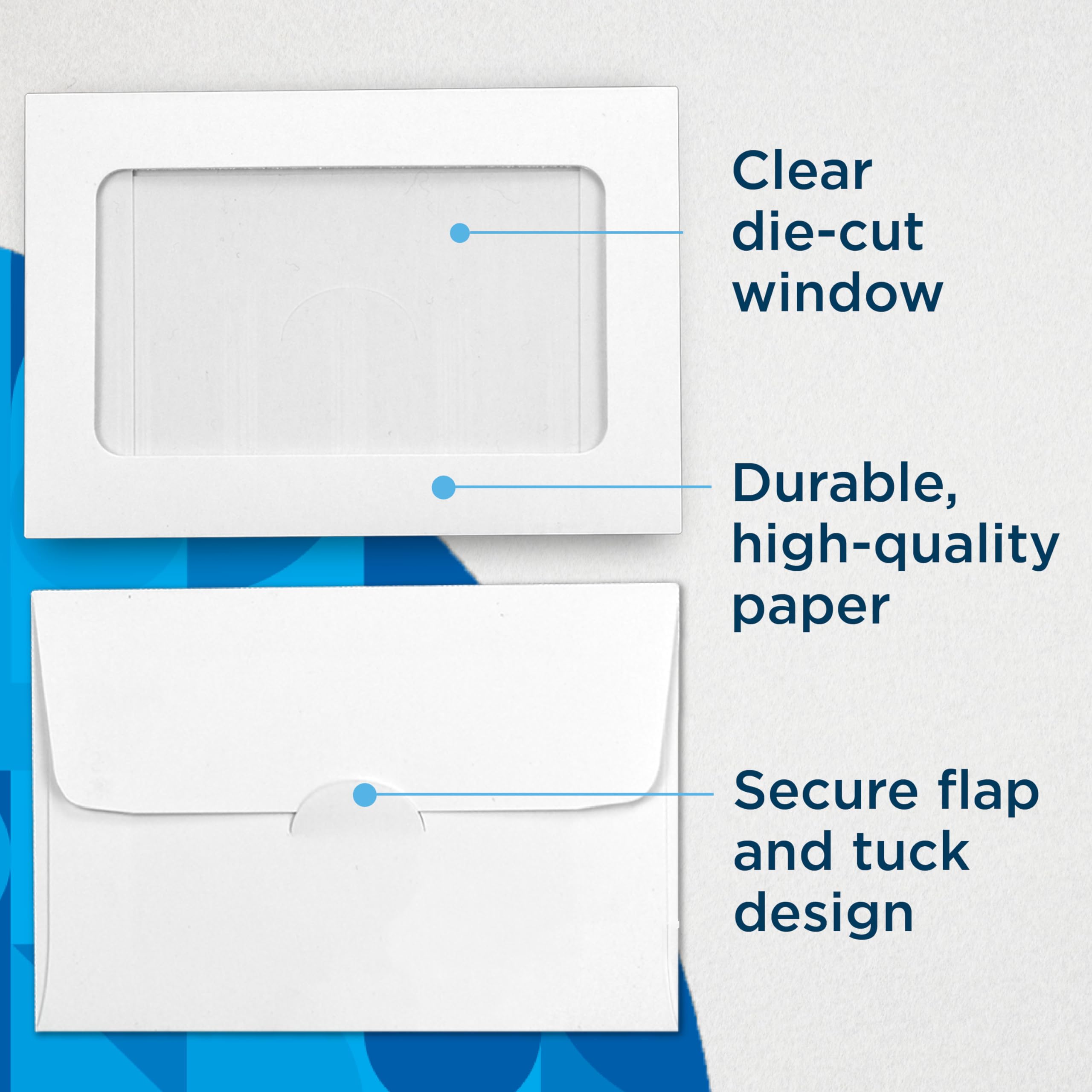 100pcs White Gift Card Envelopes 2.5x3.6in with Clear Window - for Business Cards, Key Cards & Gifts