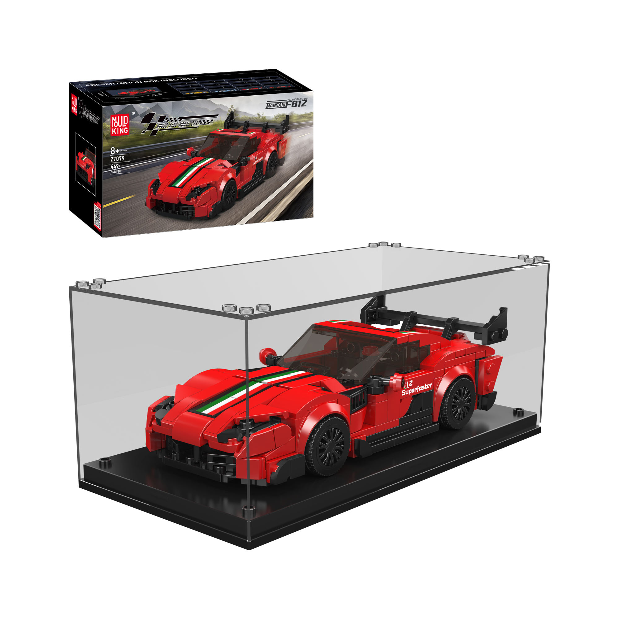 Mould King 27079 F8 1Z Supercar Model Building Kit - 449 Piece DIY Race Car Construction Set for Adults & Teens | Perfect for STEM Learning, Gift Giving & Collector Display