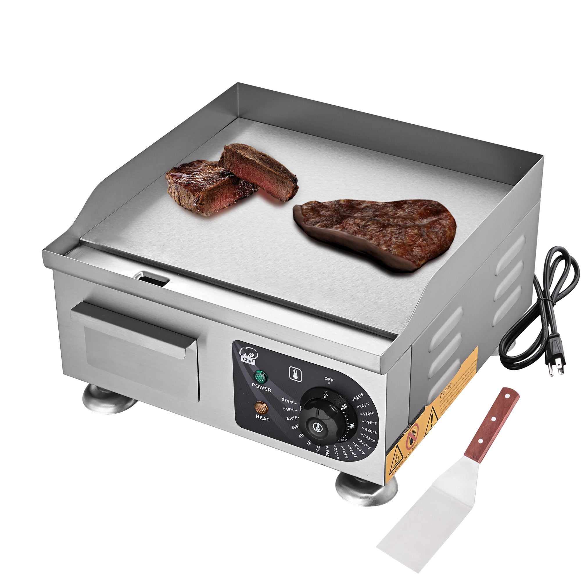 TheLAShop Electric Griddle Countertop Flat Top Grill - 14 Inch, 1500W, 110V - Perfect for Pancakes, Burgers & Breakfast Cooking at Home or Outdoor Camping