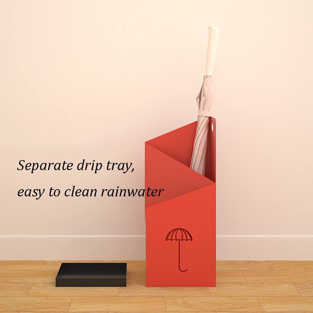 Red Umbrella Stand with Double Storage Openings - Indoor/Outdoor Umbrella Holder for Home & Business - Perfect for Entryway, Porch, Office, and Restaurant Organization