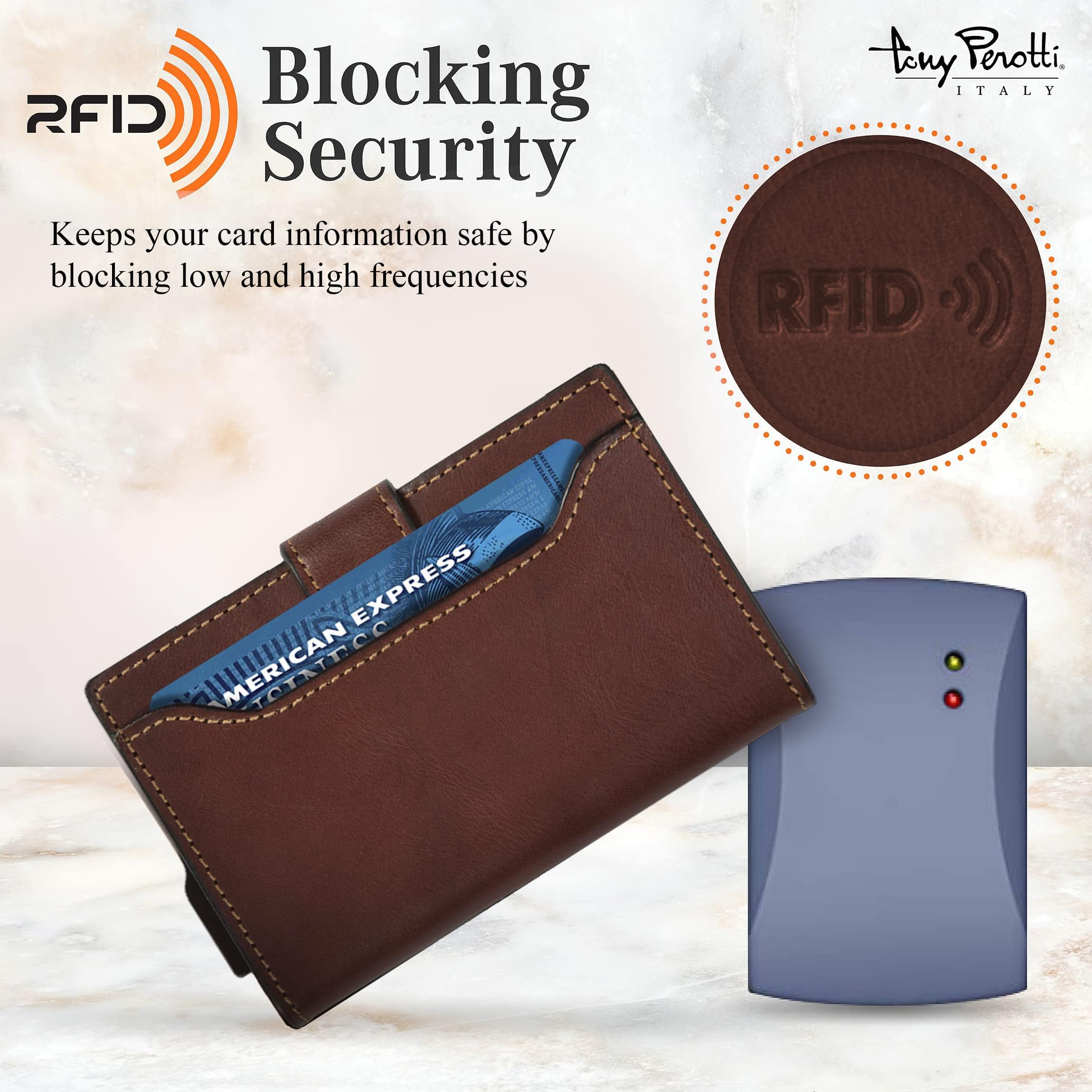 Tony Perotti Italian Leather Trifold Wallet for Men - RFID Blocking Credit Card Holder with Quick Access - Premium Full Grain Vegetable-Tanned Leather Wallet (Made in Italy) - Perfect for Business, Travel & Everyday Use